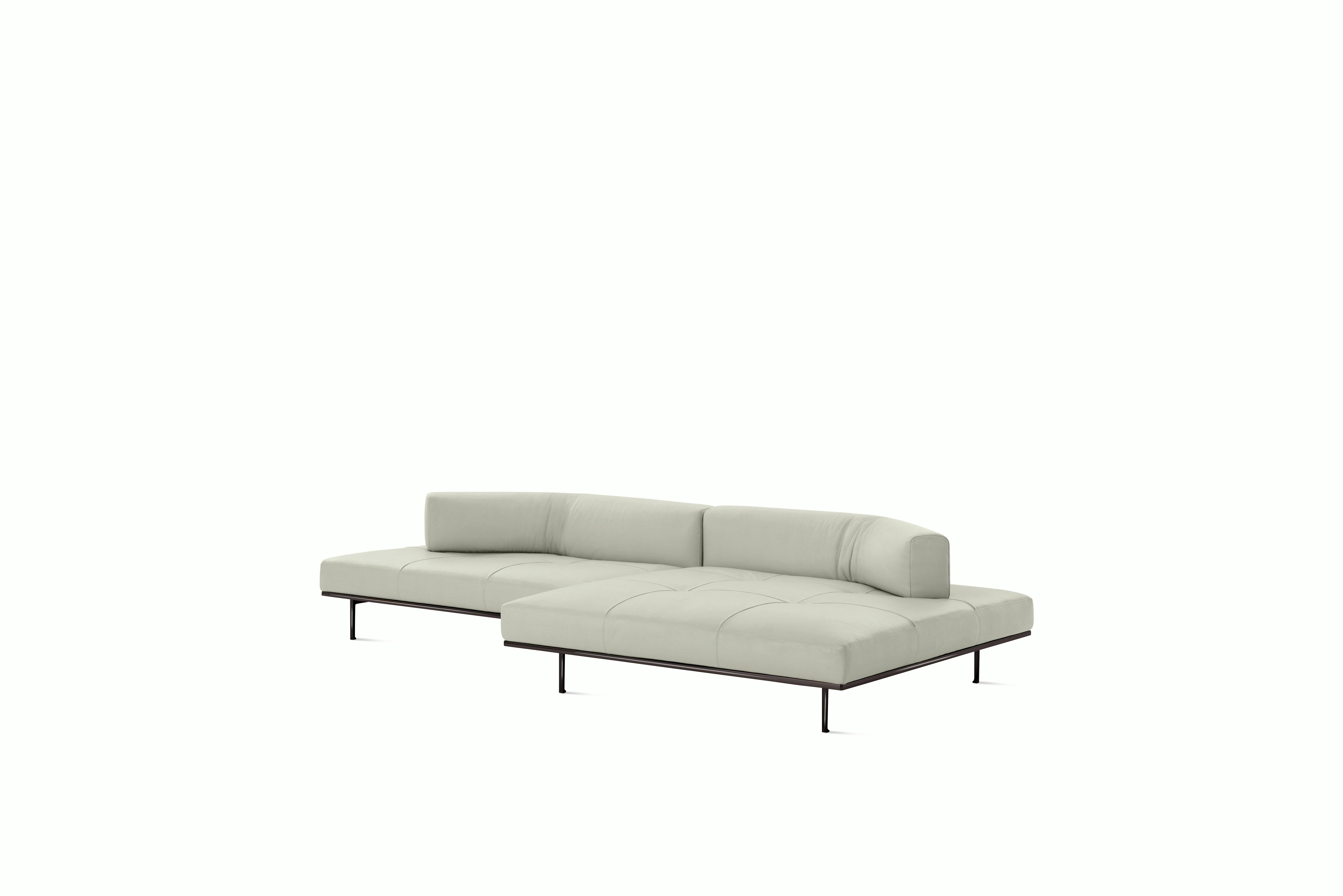 Matic Sectional- MH12 Config - Chaise Sectional,  Left,  Quilted,  Sabrina Leather,  Arctic Tern,  Charcoal