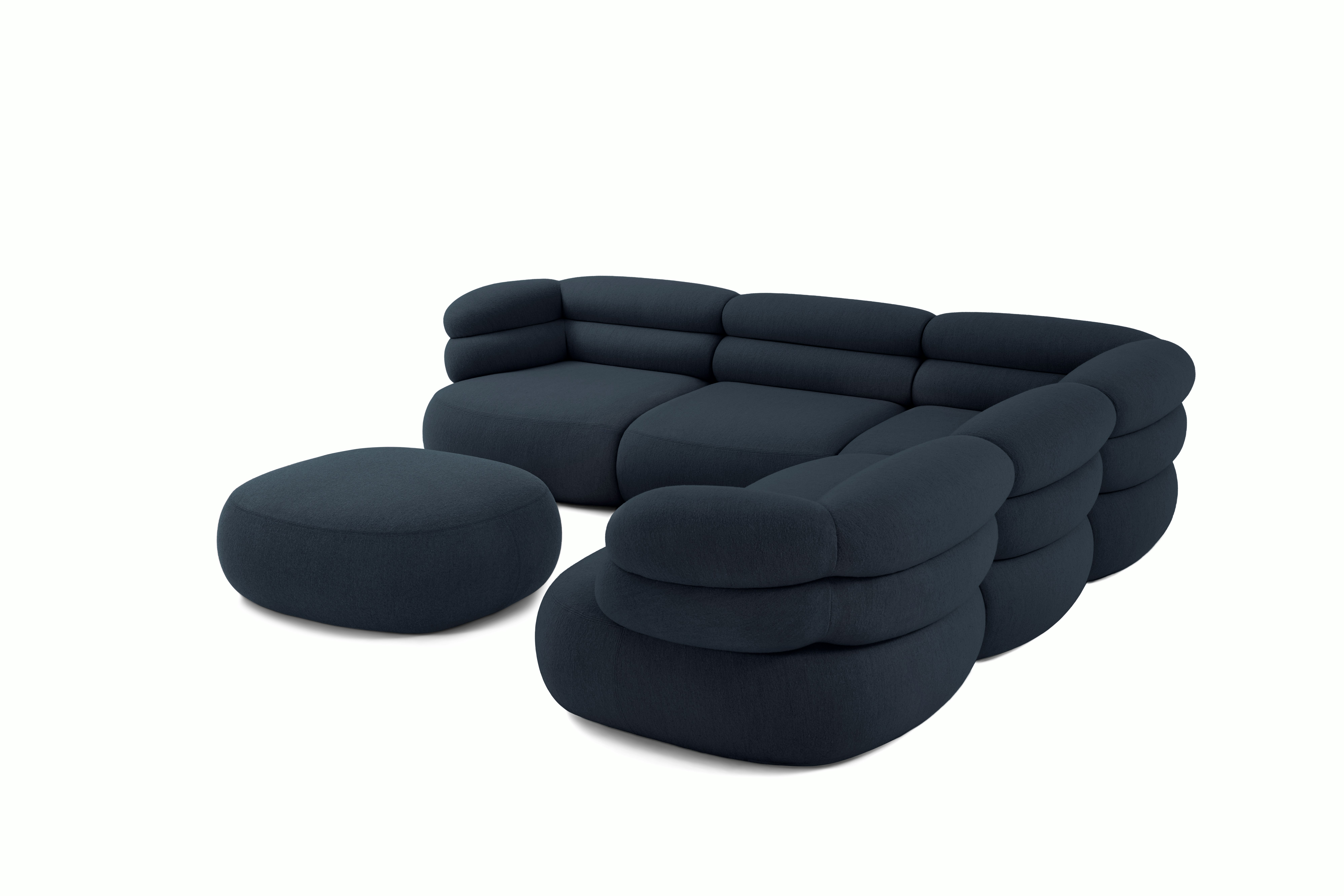 A detailed look at a Biboni Corner Sectional in Stellium Midnight Navy.