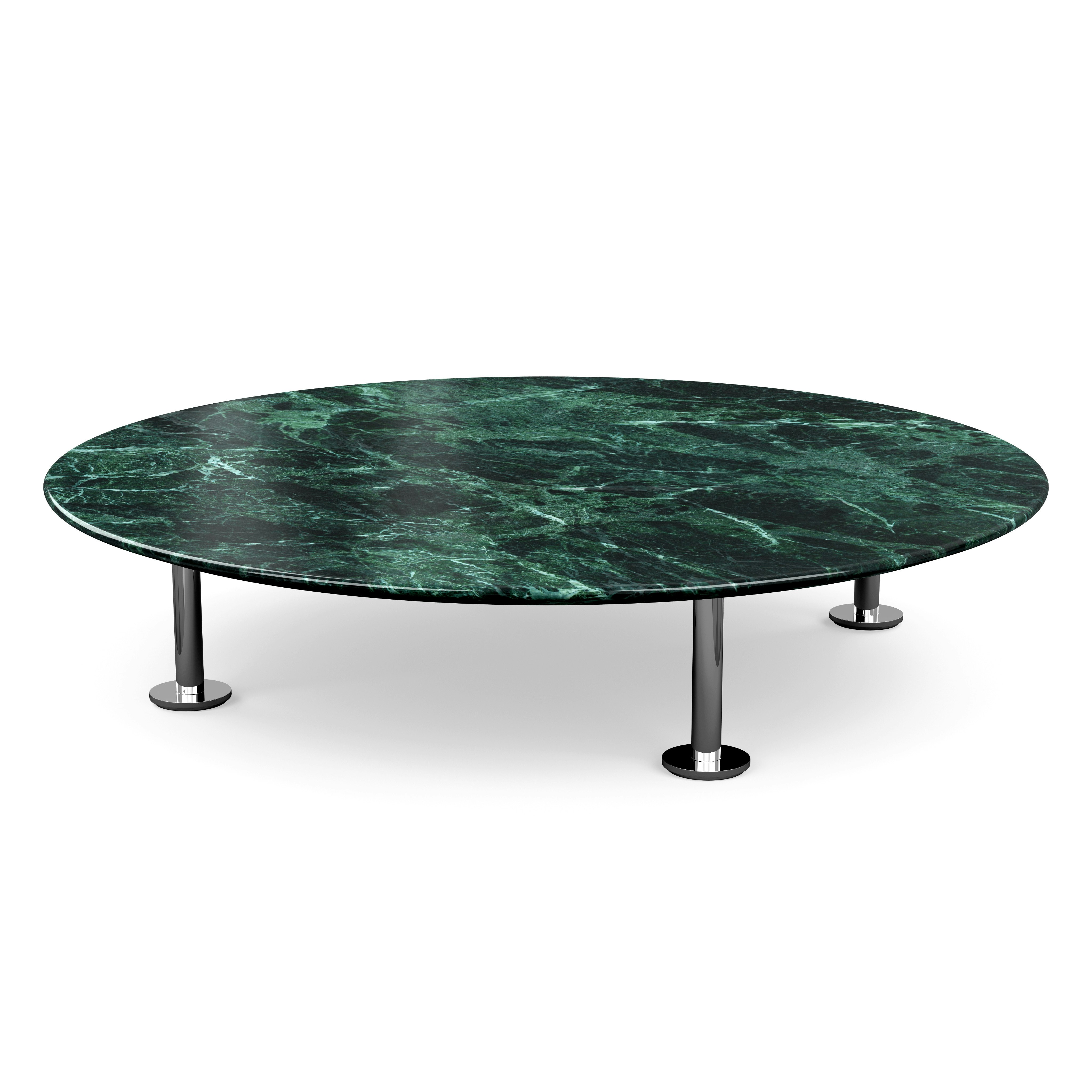 Grasshopper Coffee Table - Marble, Polished Verdi Alpi, Polished Chrome