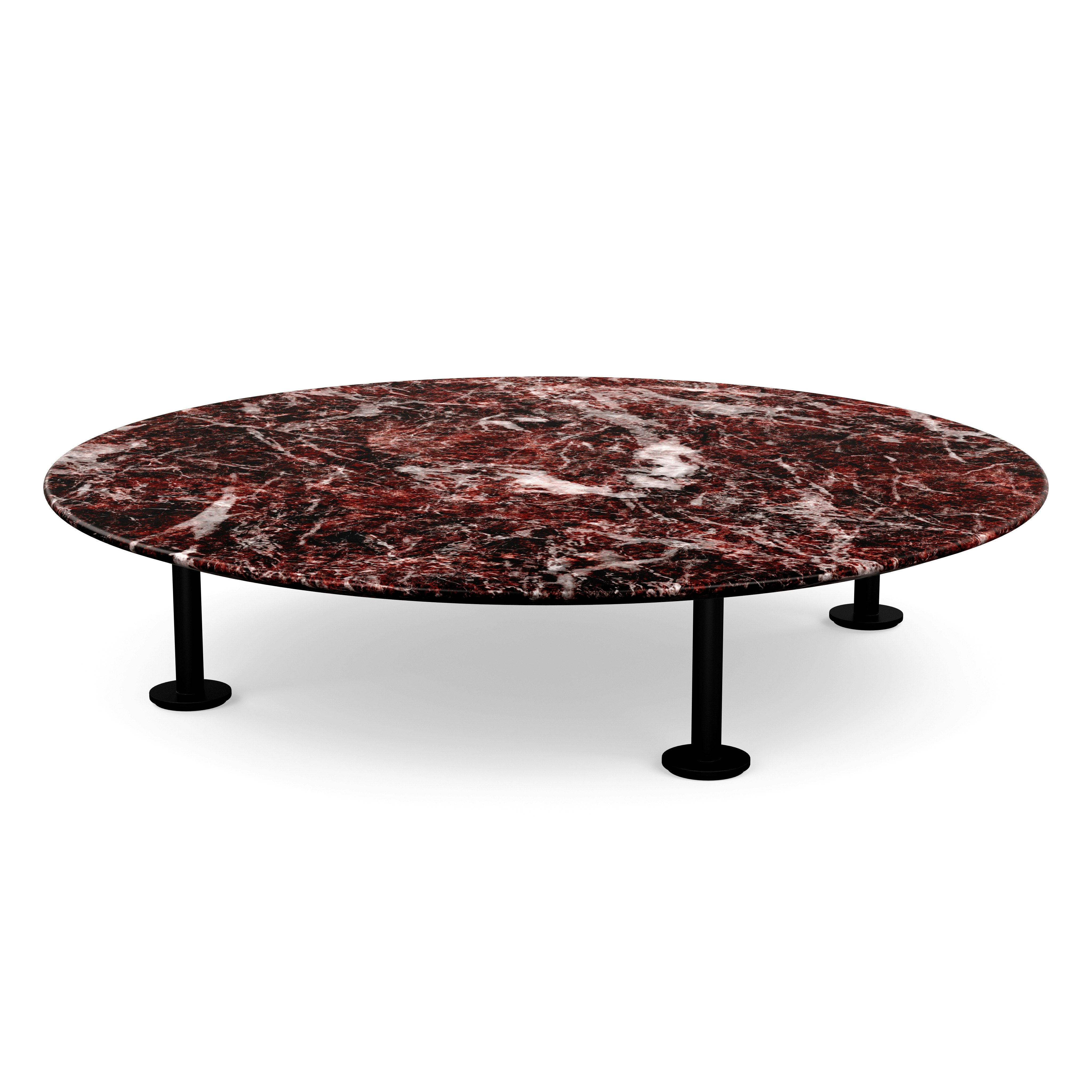 Grasshopper Coffee Table - Marble, Satin Rosso Rubino, Black