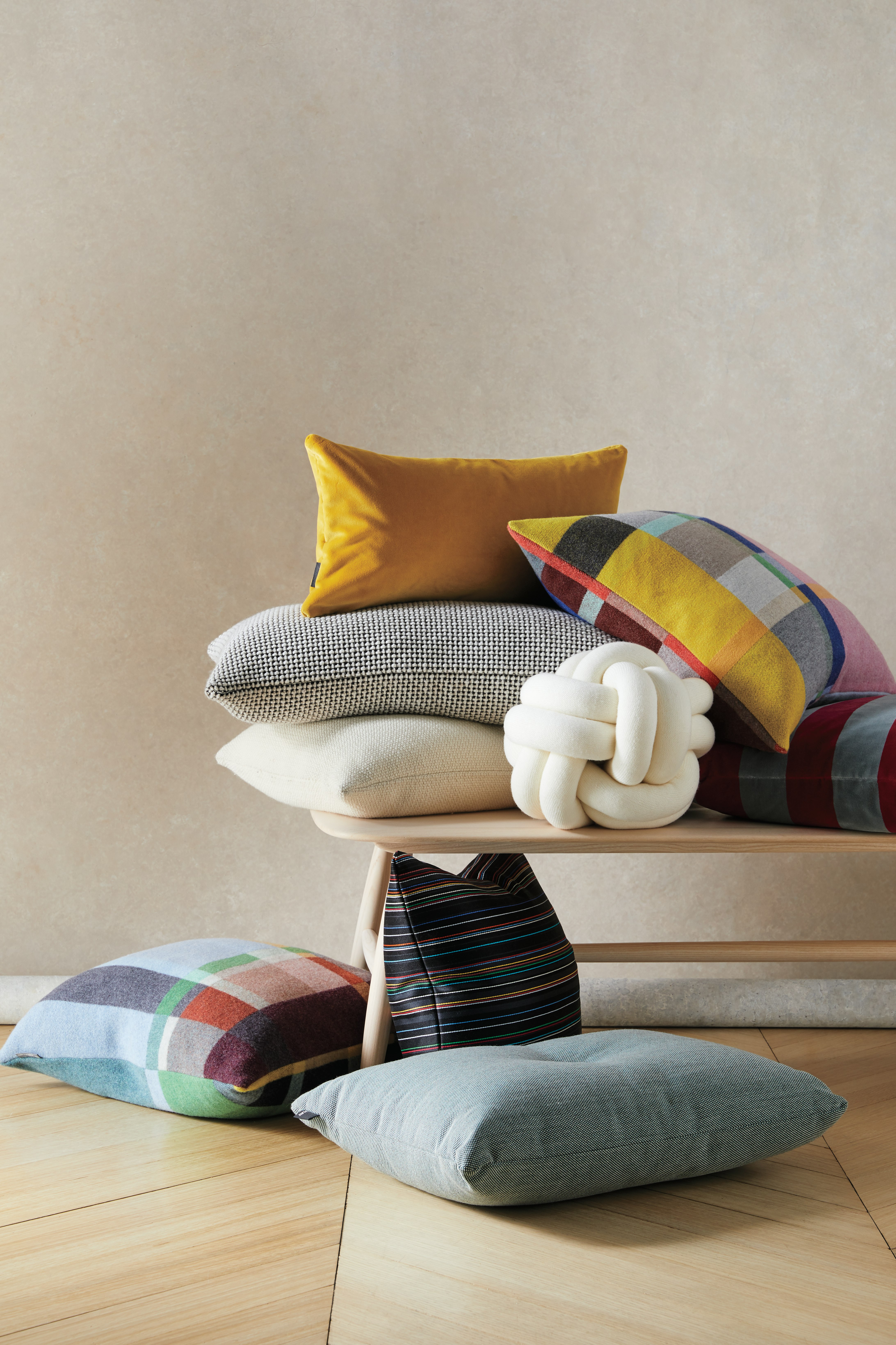 Knot Cushion and assorted pillows