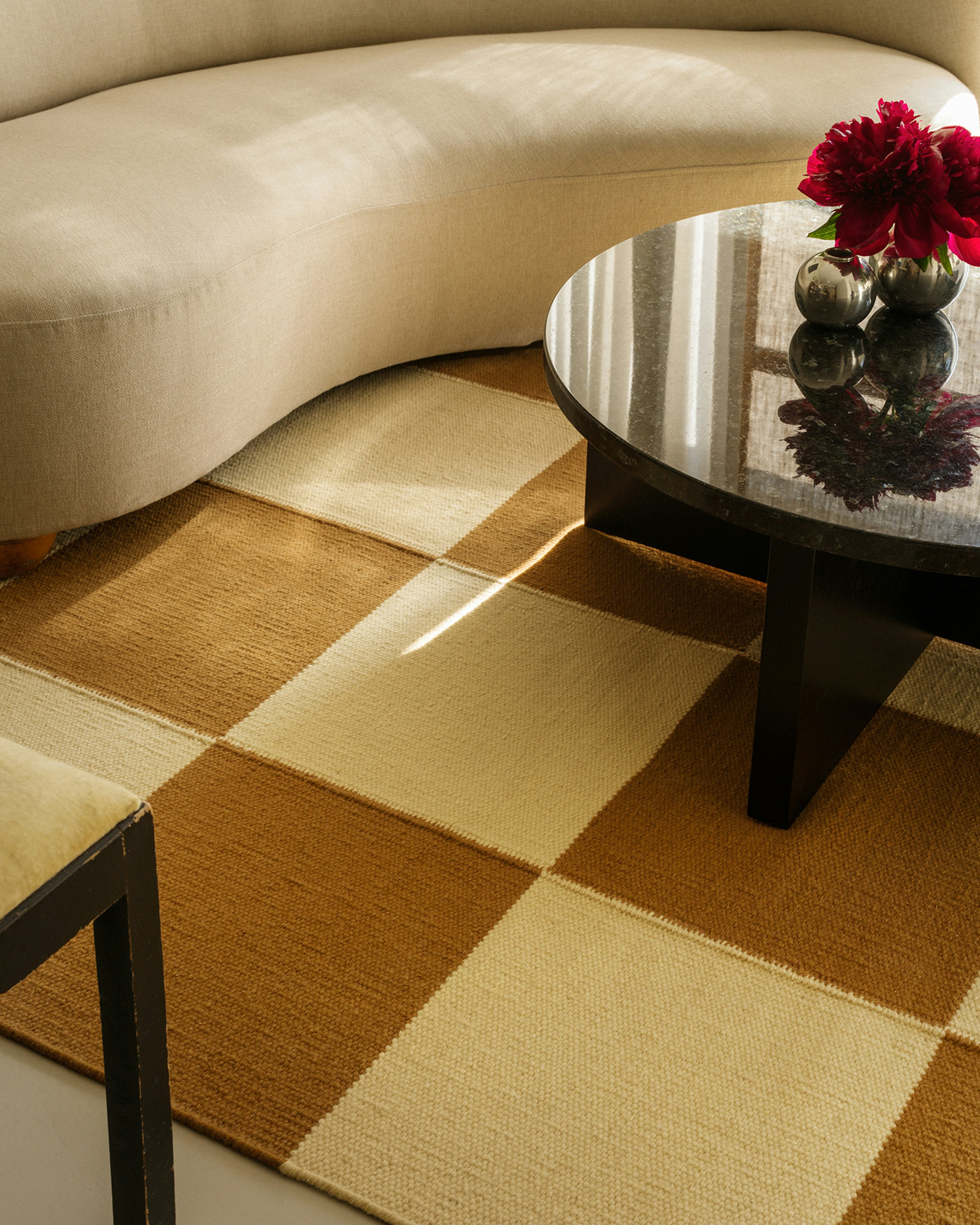 Square Flatweave Rug in a living room setting