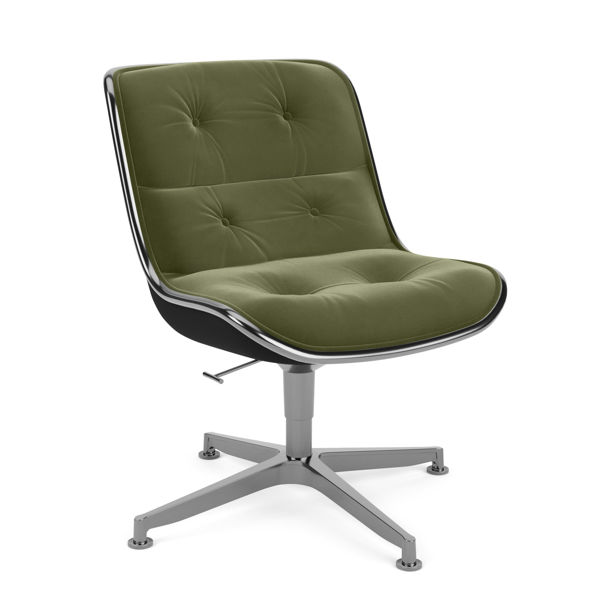 Pollock Executive Side Chair - 4 Star,  Polished Aluminum,  Knoll Velvet,  Sage