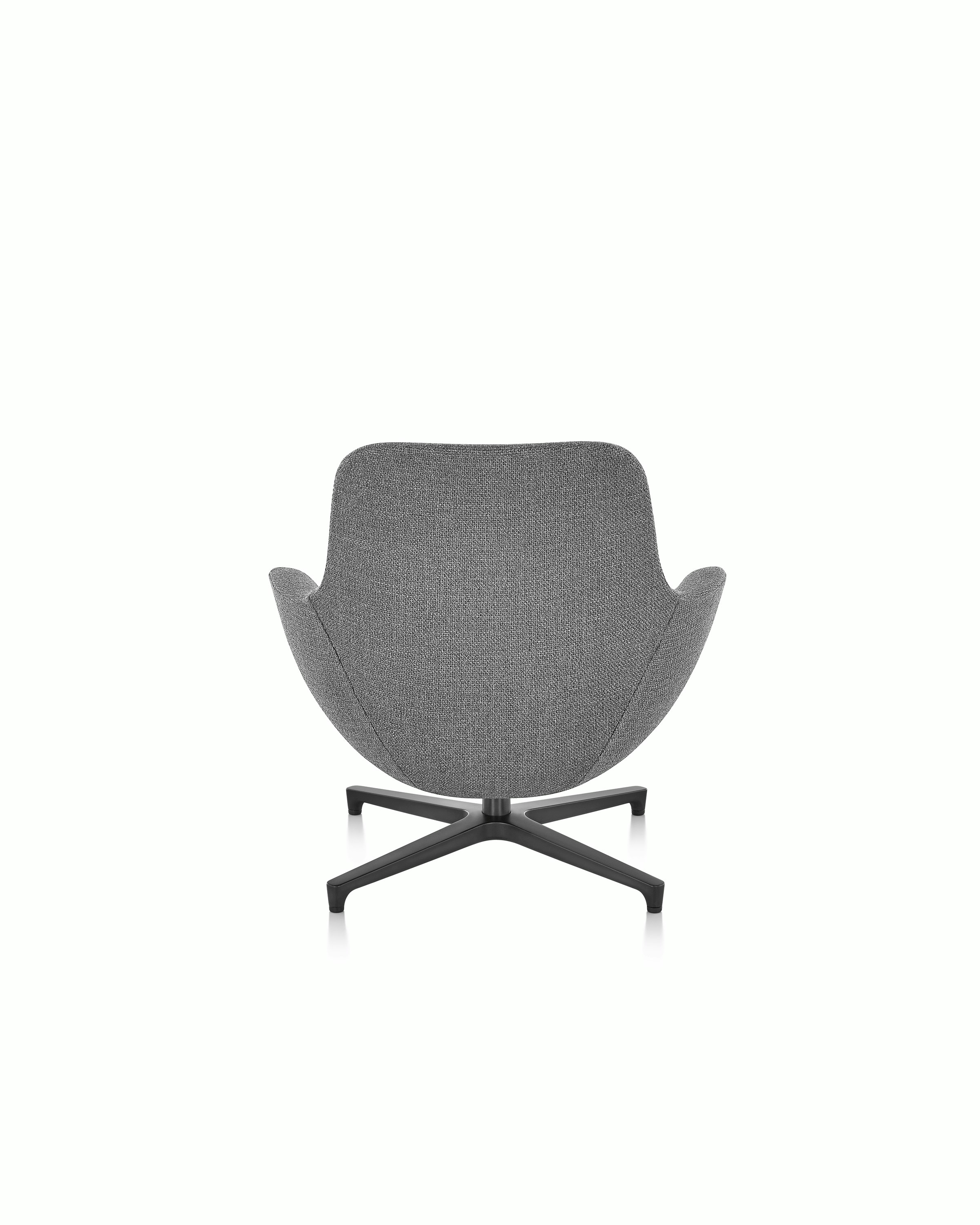 A gray Saiba Lounge Chair with a four-star swivel base, viewed from behind.