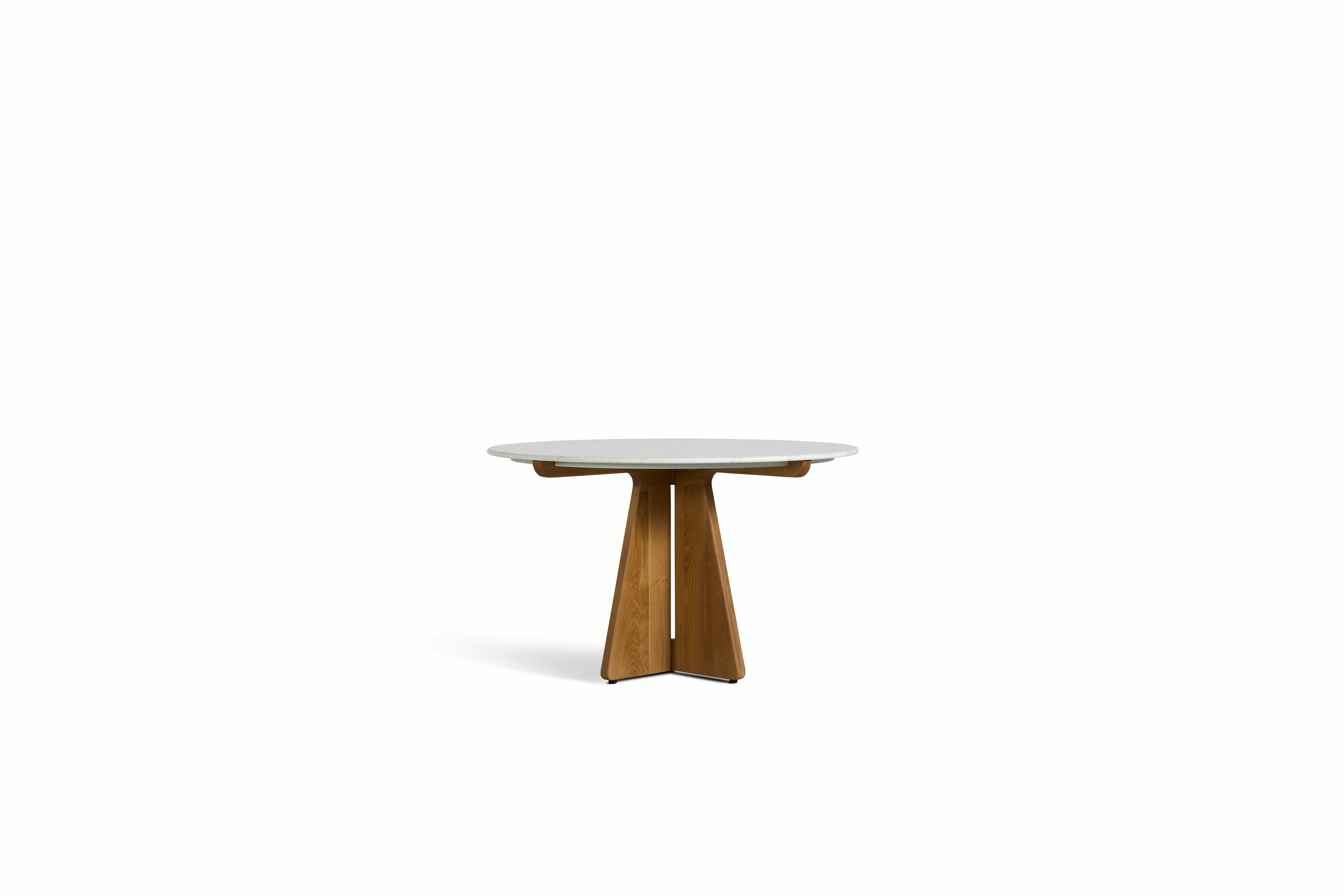 Pinna Dining Table - Round, 48 Inch, Carrara, White Oak