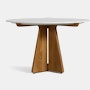 Pinna Dining Table - Round, 48 Inch, Carrara, White Oak