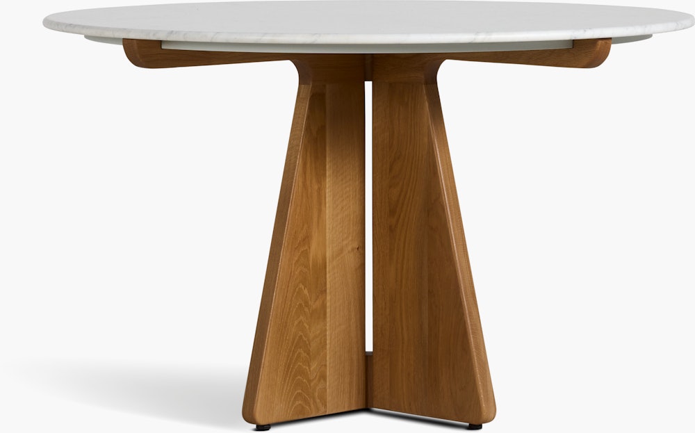 Pinna Dining Table - Round, 48 Inch, Carrara, White Oak