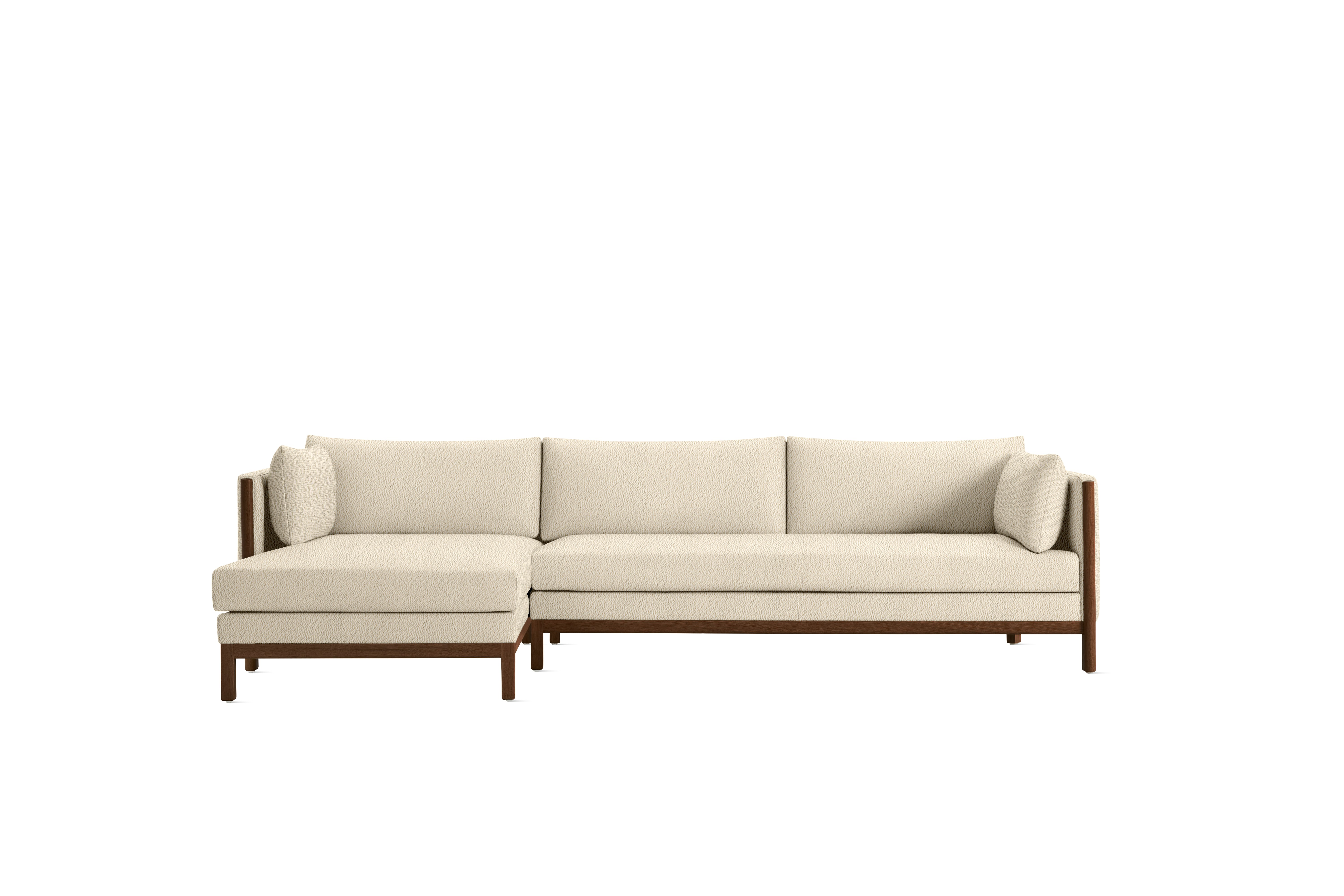 Emmy Sectional - Turf, Cream, Walnut, Left