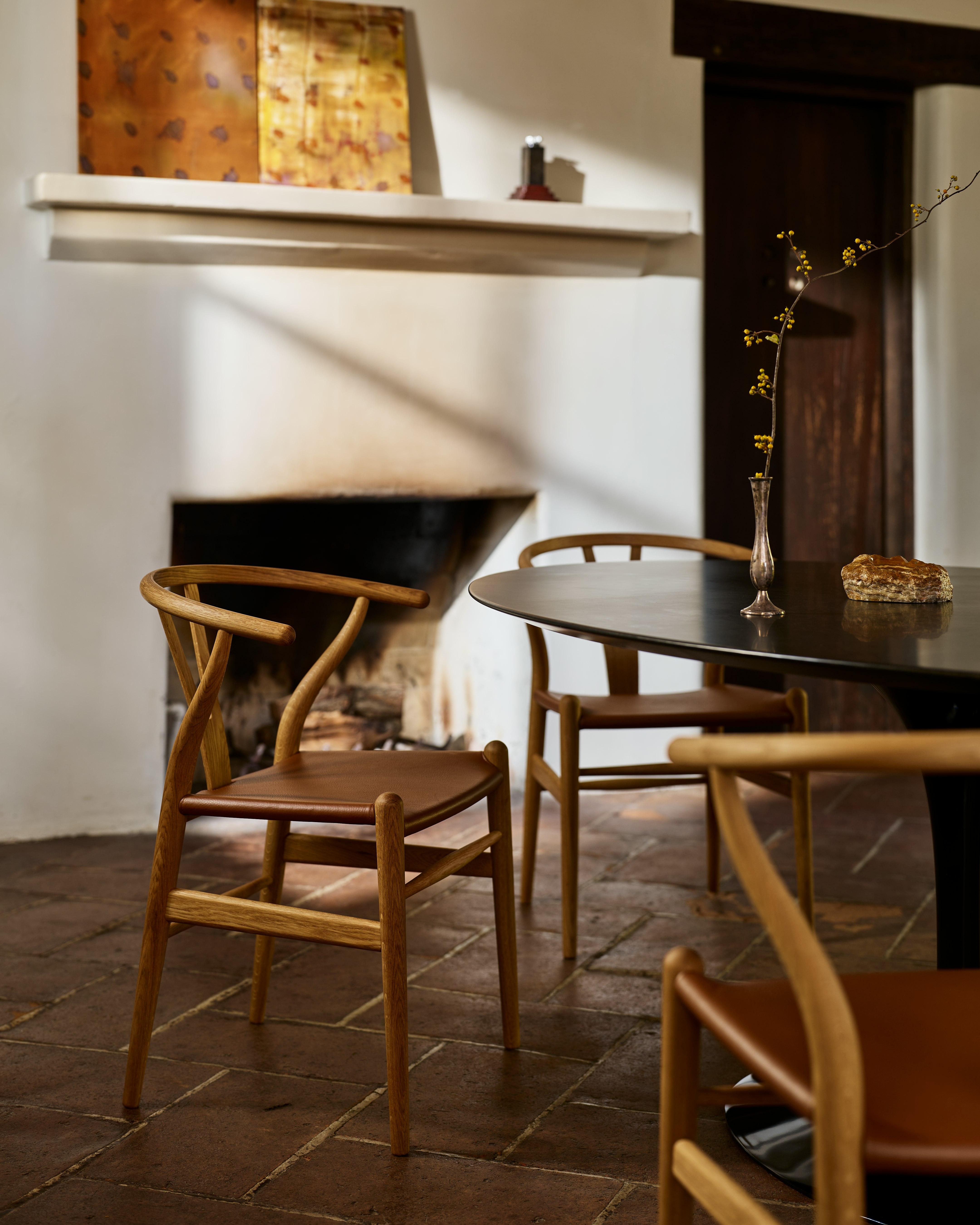 CH24 Wishbone Chair Leather Seat 