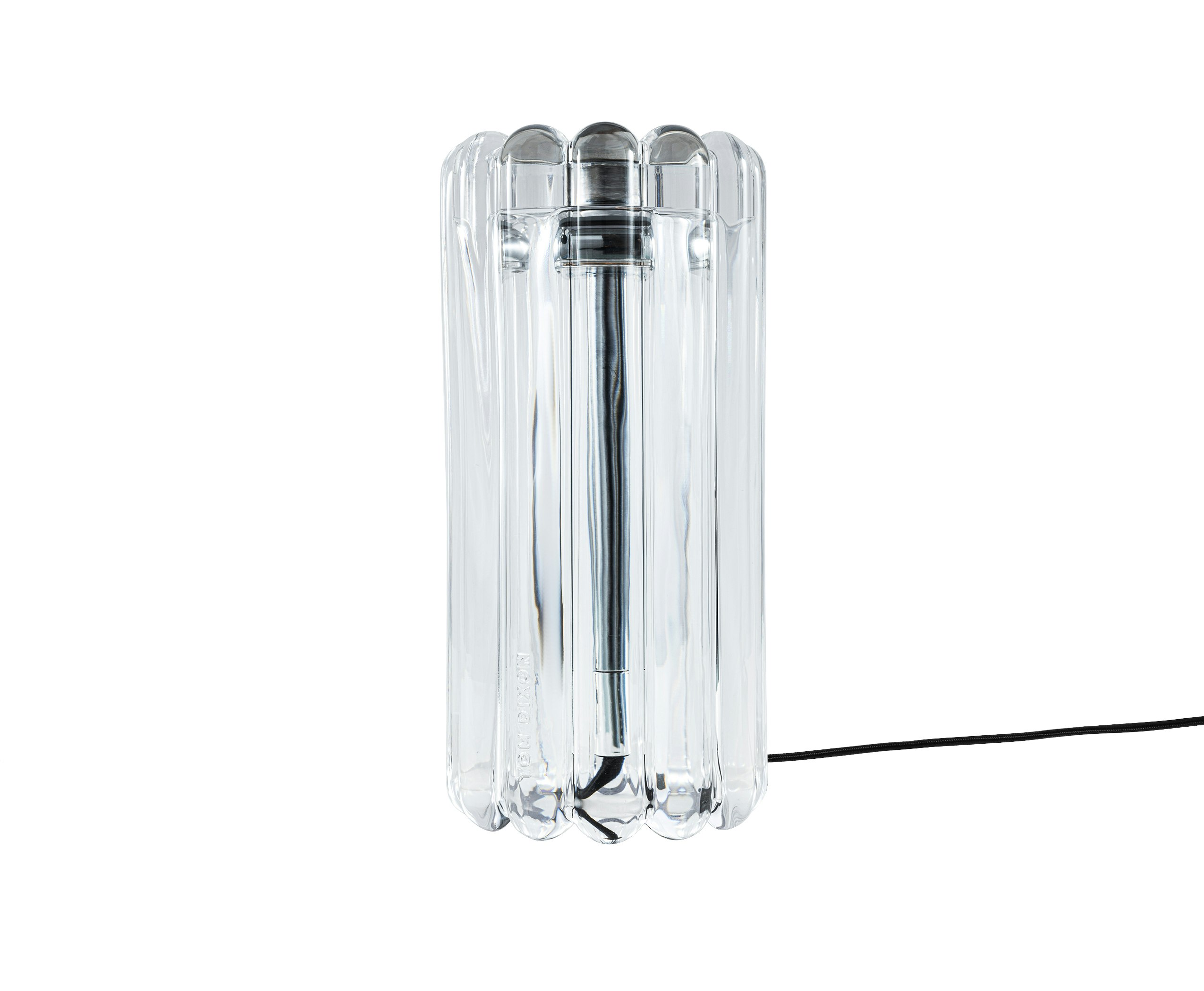 A Press Table Lamp in Clear Glass viewed from the front.