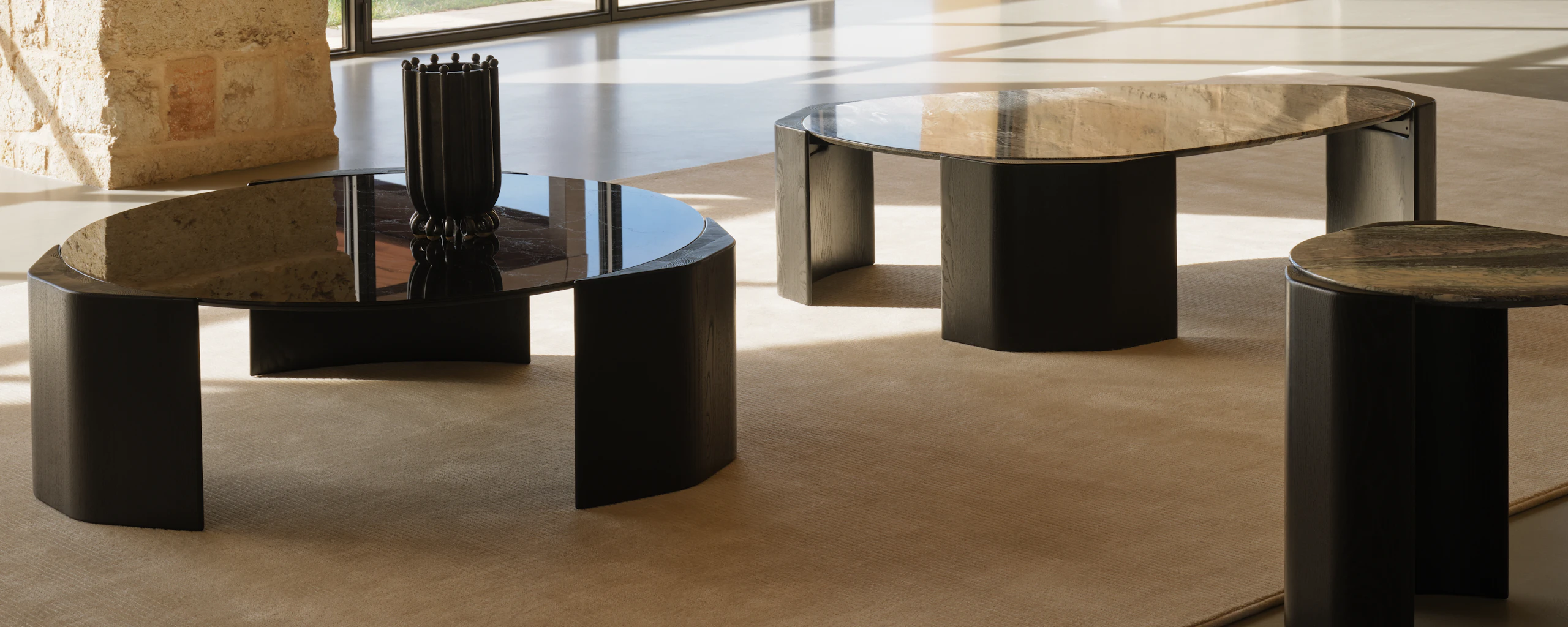 Atlason Organic Slab Coffee Tables group shot.