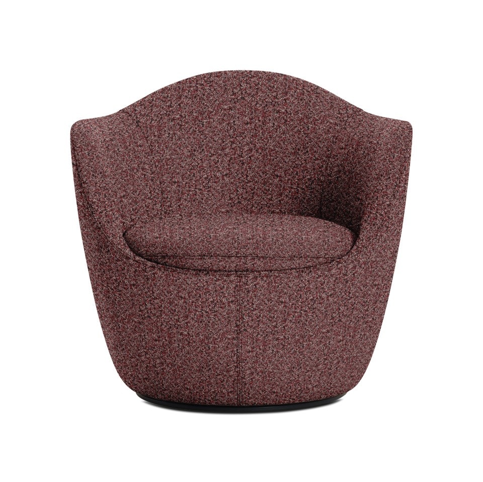 A Lina Swivel Chair in merlot viewed from front.