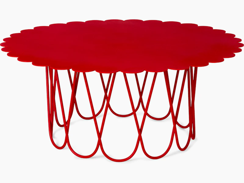 Large Red Girard Flower Table on white background.