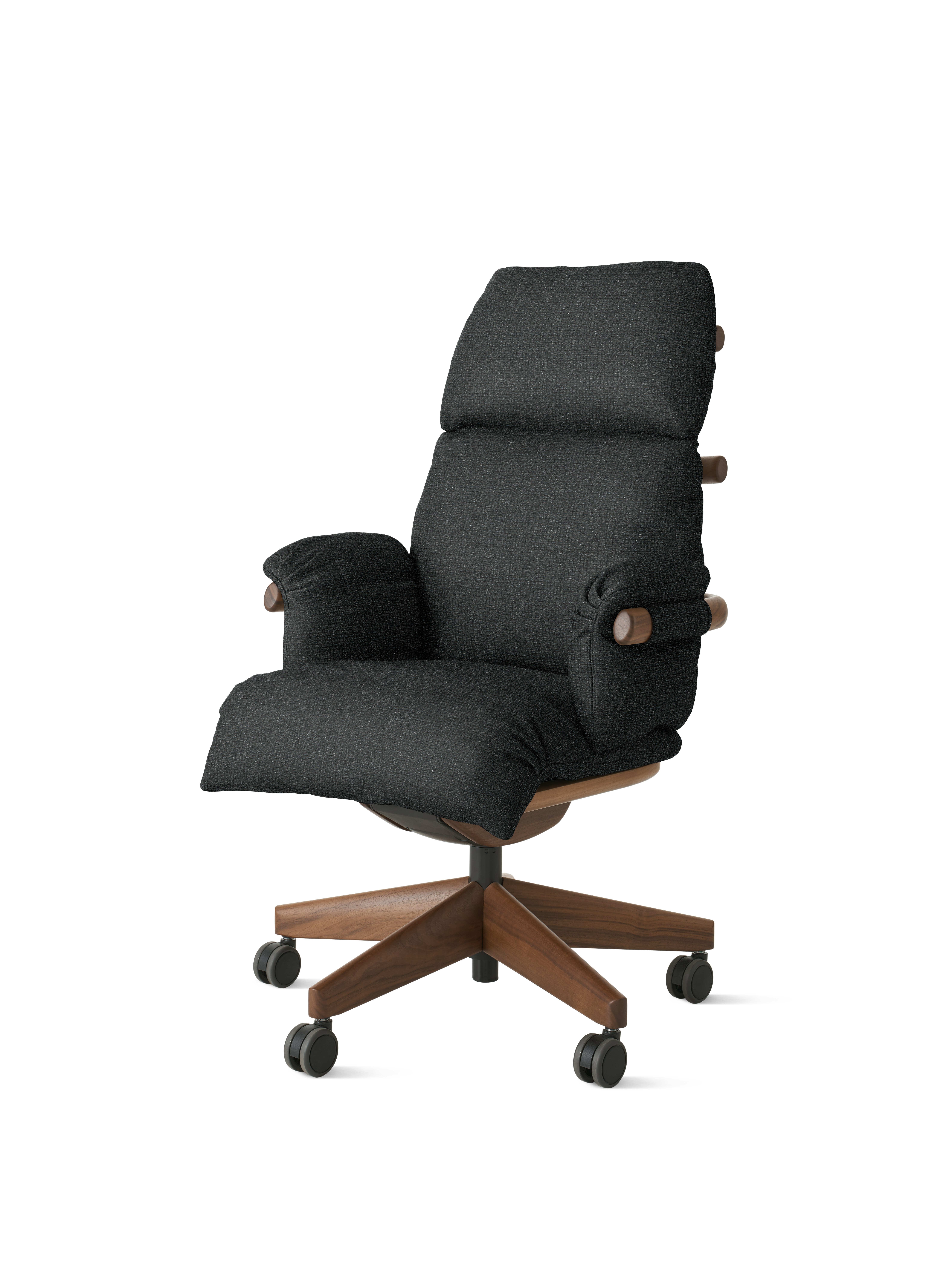 Ramus Chair - High Back, Pebble Weave, Cinder, Walnut