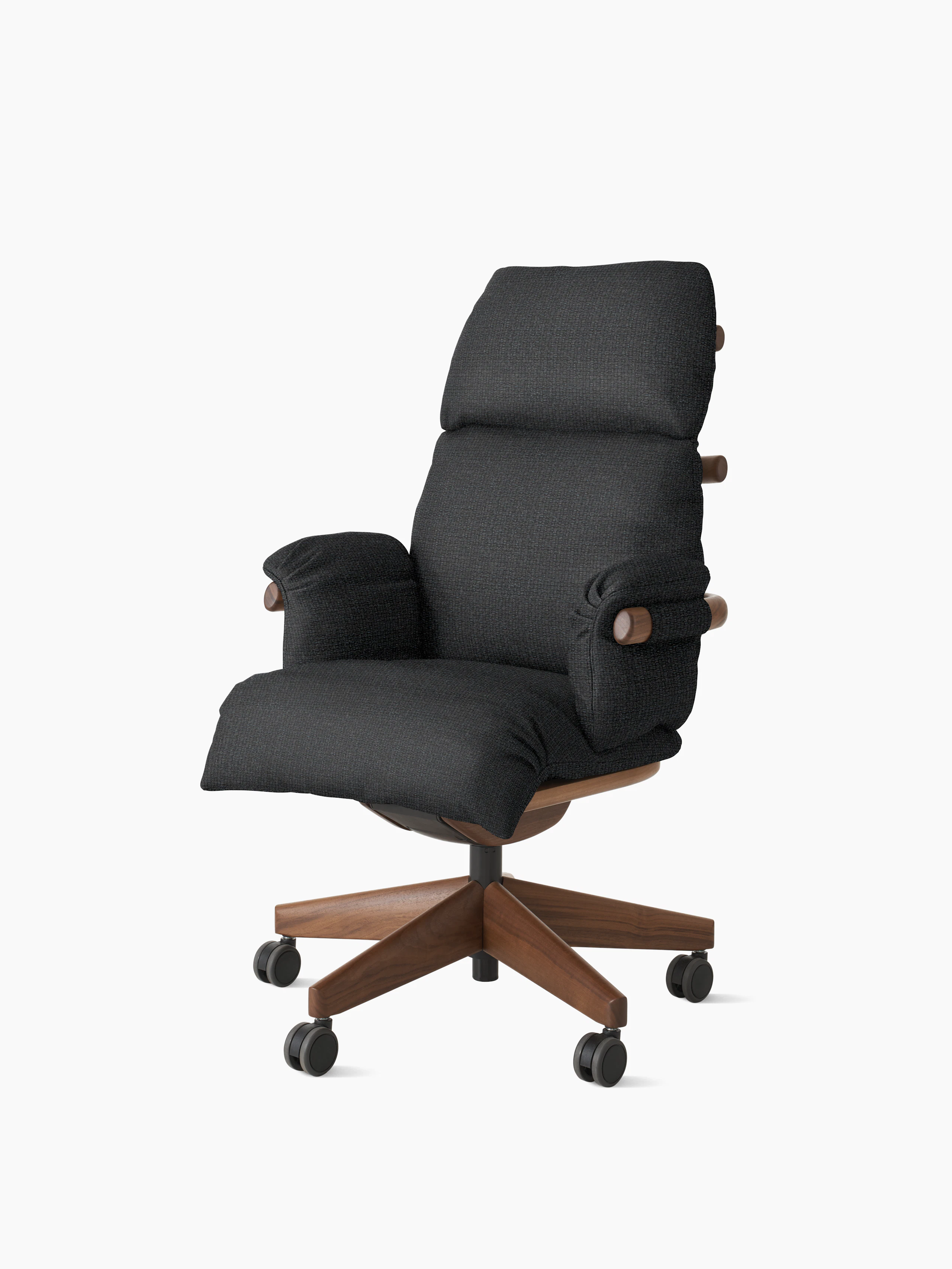 Ramus Chair - High Back, Pebble Weave, Cinder, Walnut