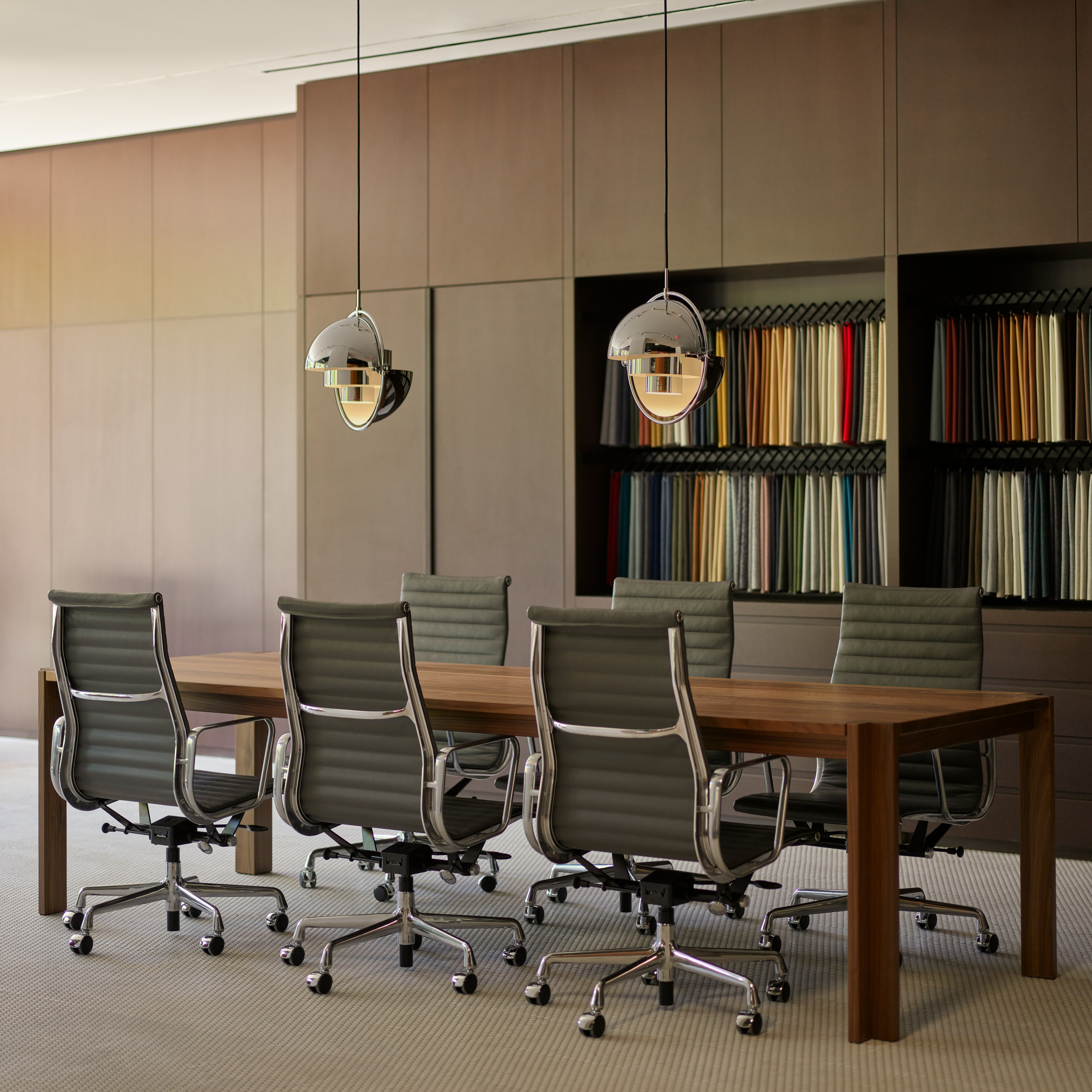 Eames Lounge Chair and Ottoman, Pawson Drift Chaise 1003 Hans PendantSectional, and 