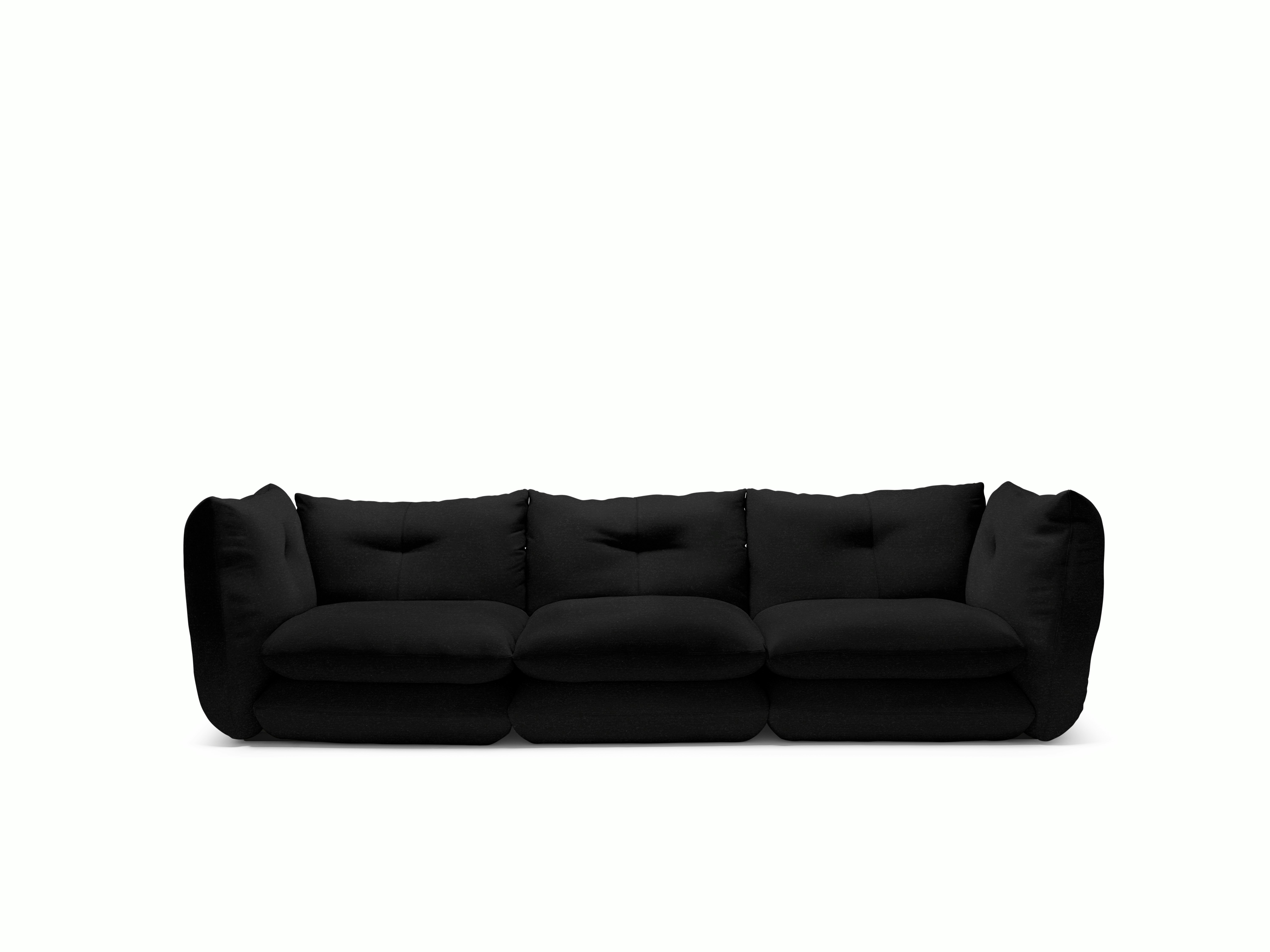 Pillo Sofa -  Three Seater,  Standard or Deep,  Iseo,  Black