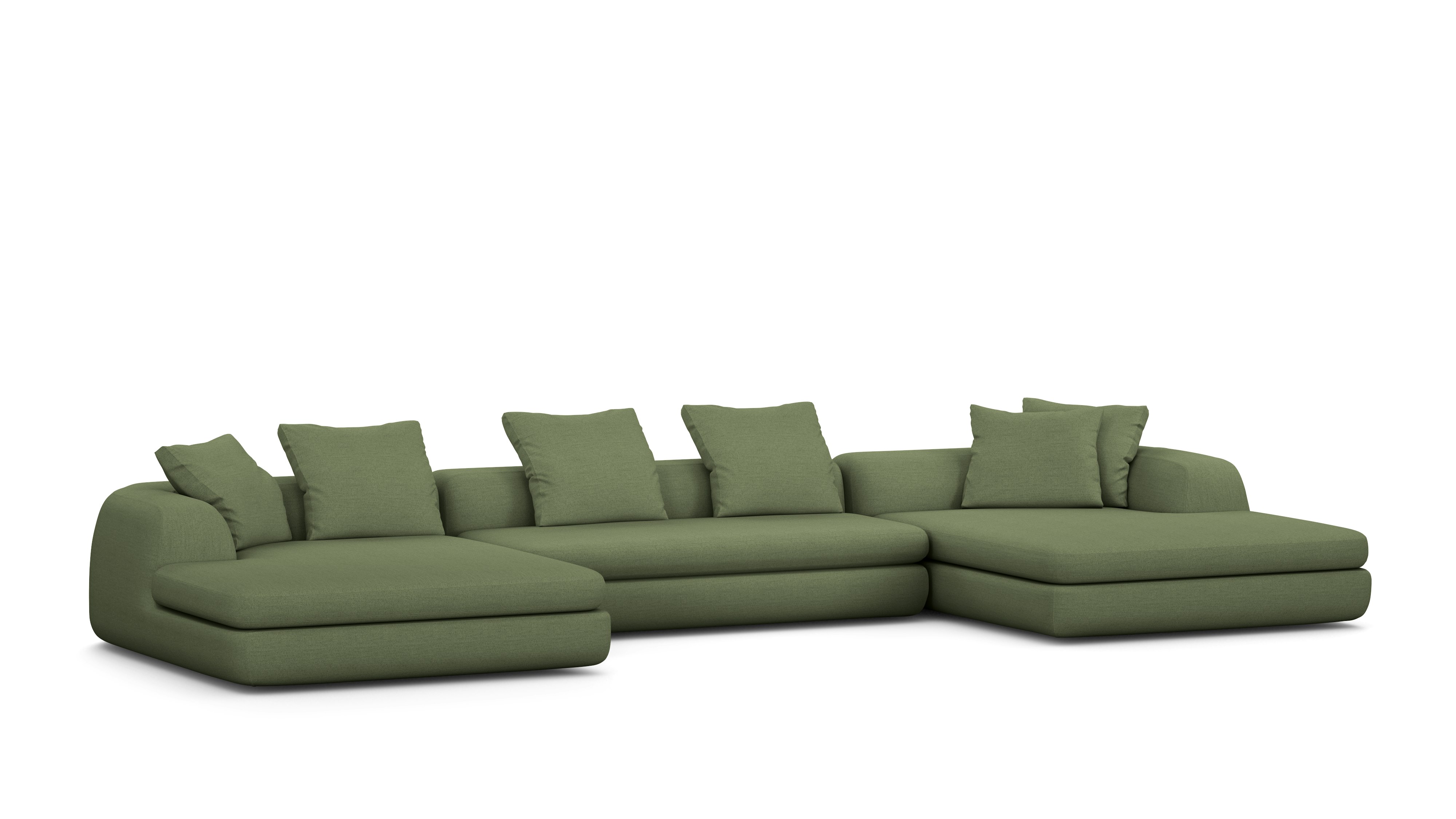 A Atlason Americano Double Wide Chaise Sectional in Woodlet viewed from the front.