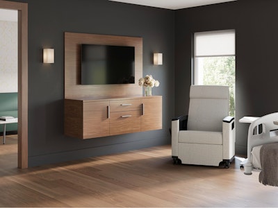 Premium private room in women’s health facility or boutique care with Consoul Recliner and Pamona Sofa