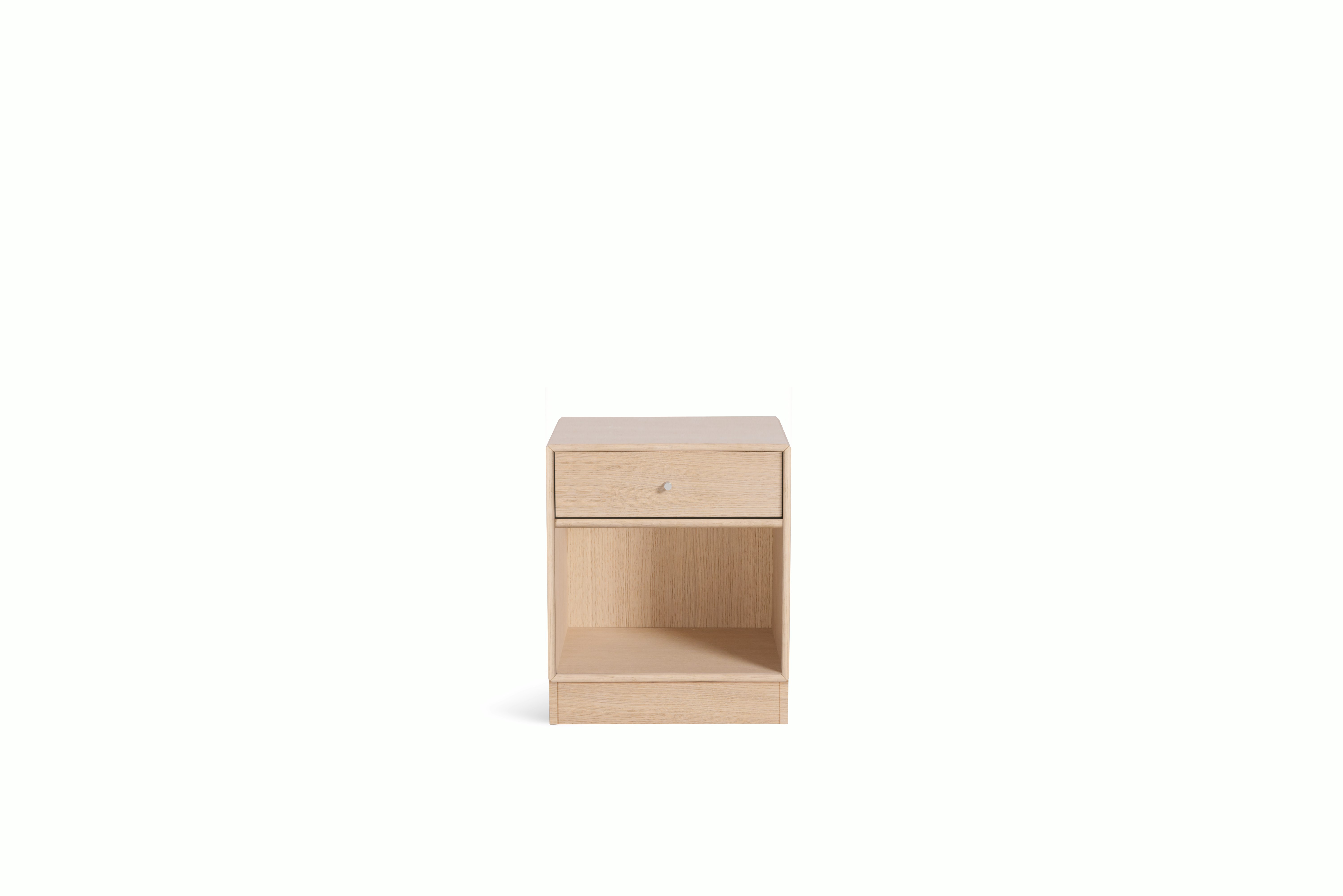 Dream Bedside Table - White Oak with White Oak Plinth