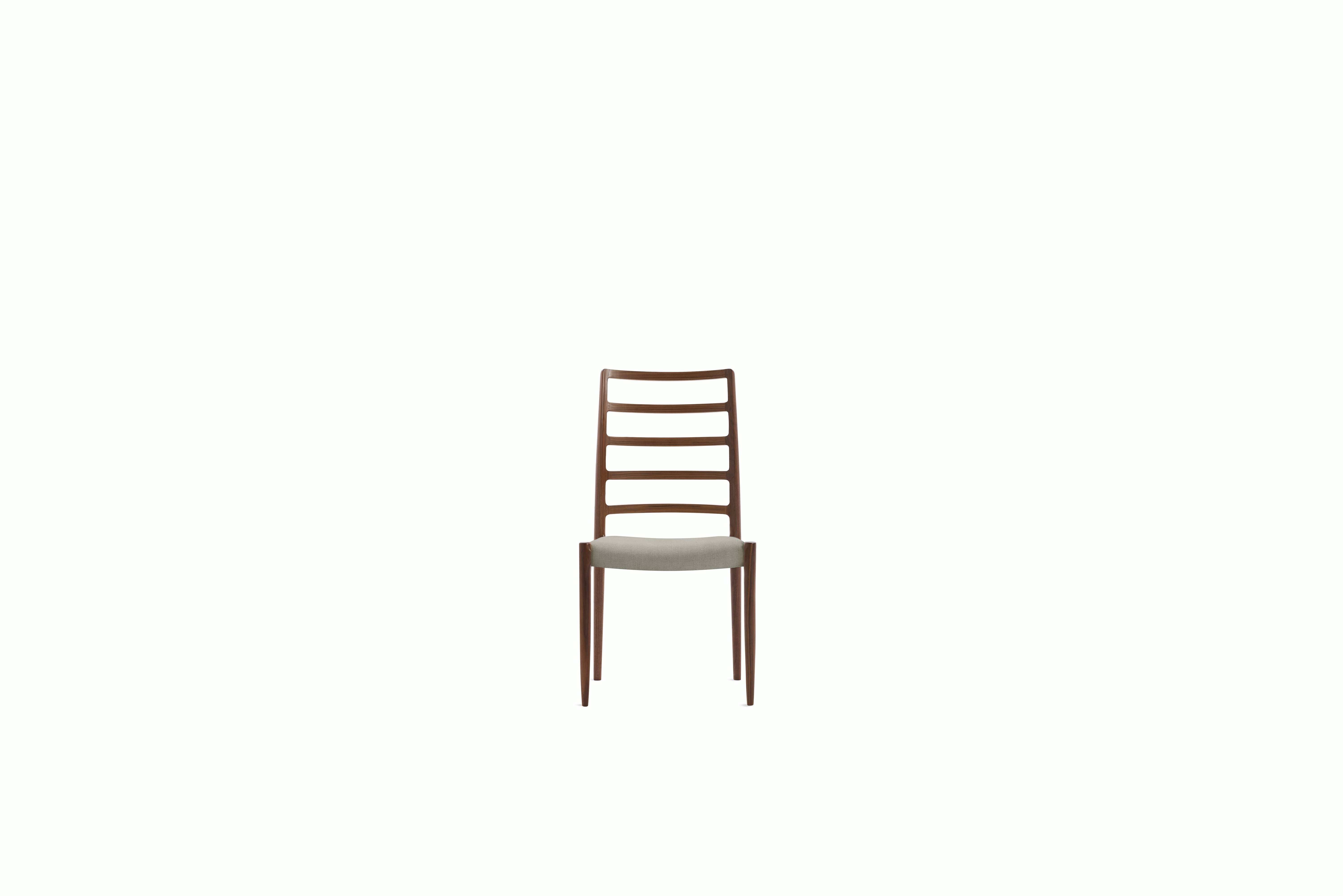 Moller 82 Side Chair - walnut,  album-linen,  wisp