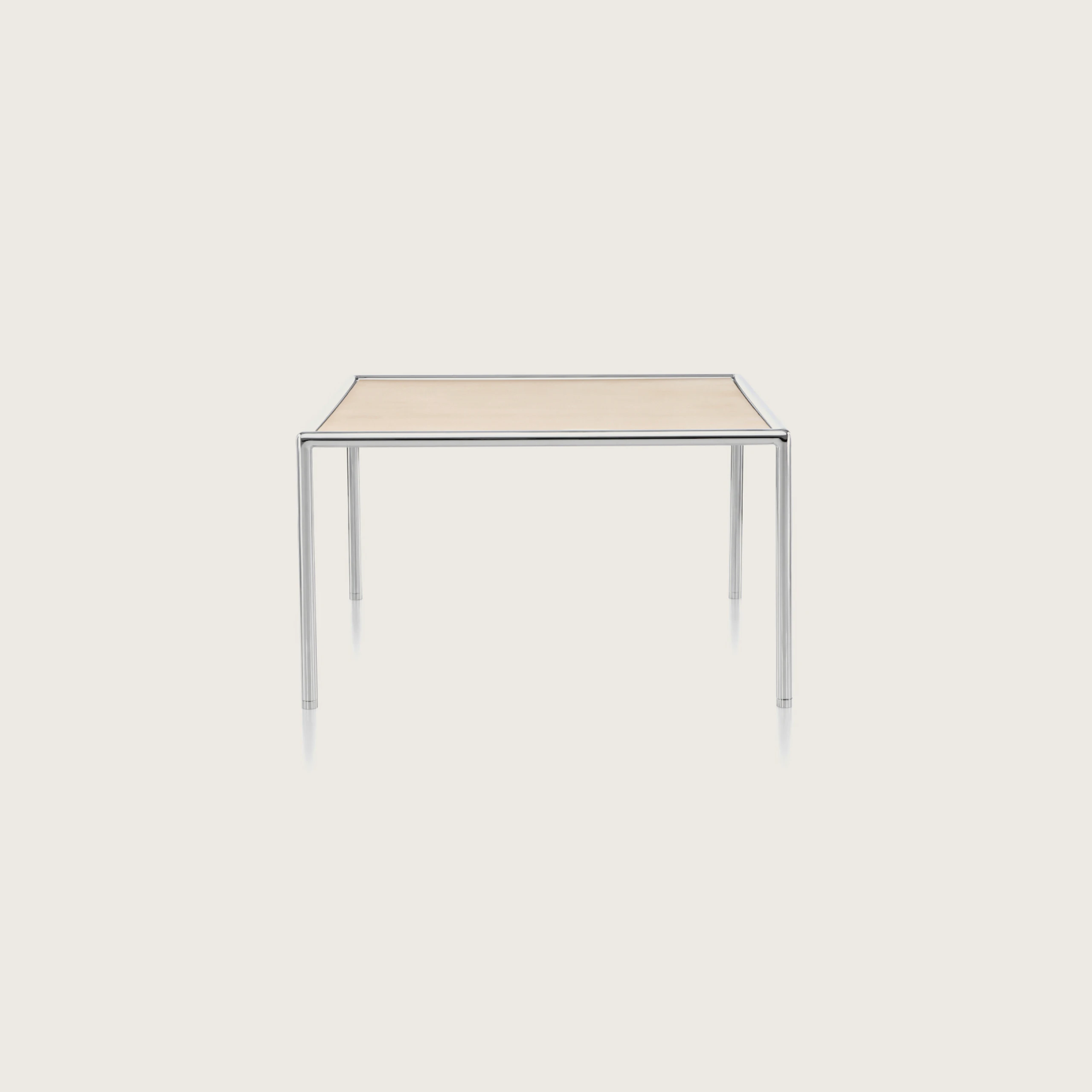 A 30-inch-wide rectangular Full Round coffee table with a light wood top and tubular metal frame, viewed from the front.