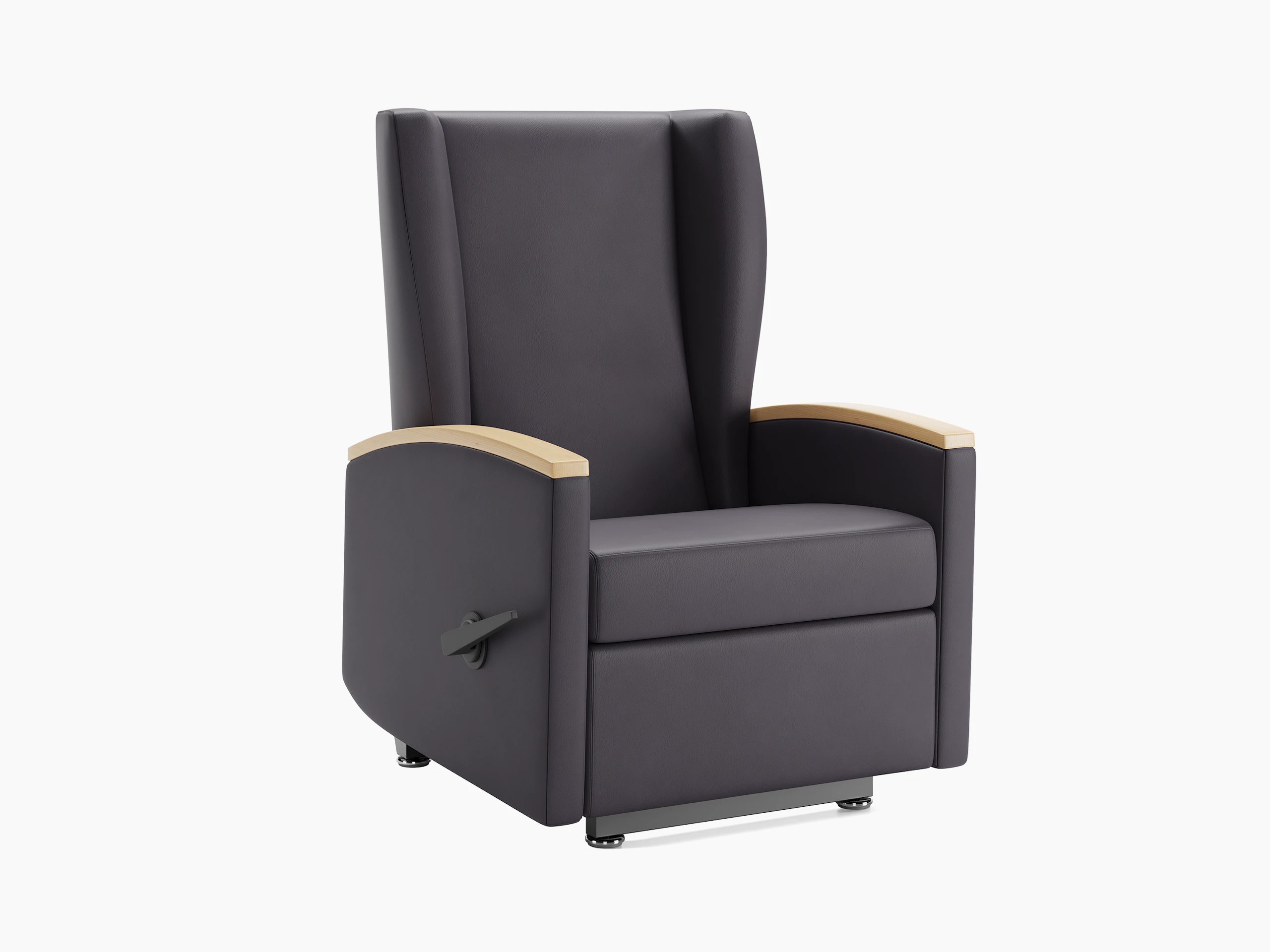 Culla Reclining Glider, angle, purple and wooded caps