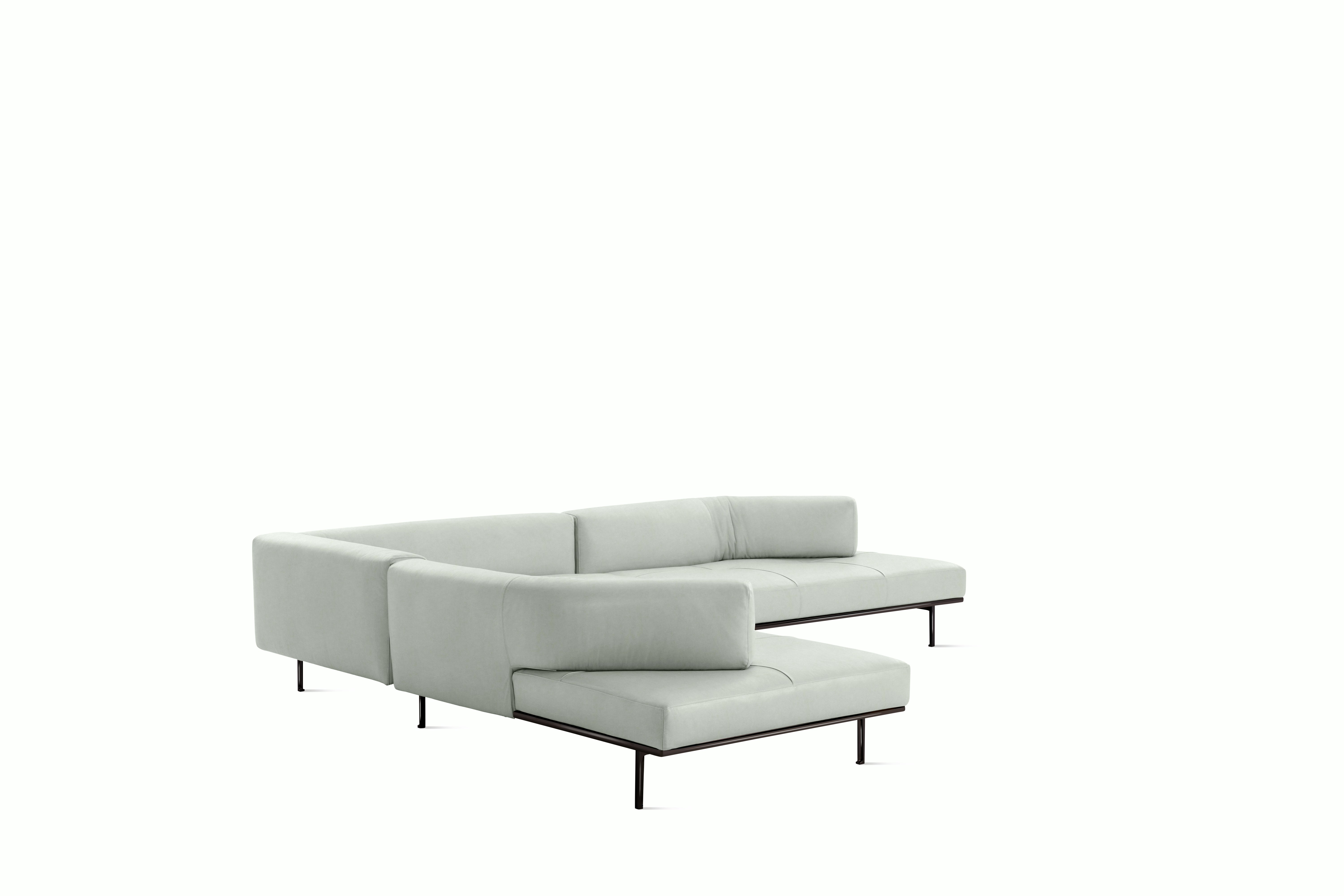 Matic Sectional - MH14 Config - L-Shaped Sectional,  Right,  Quilted,  Ultrasuede,  Celadon,  Charcoal