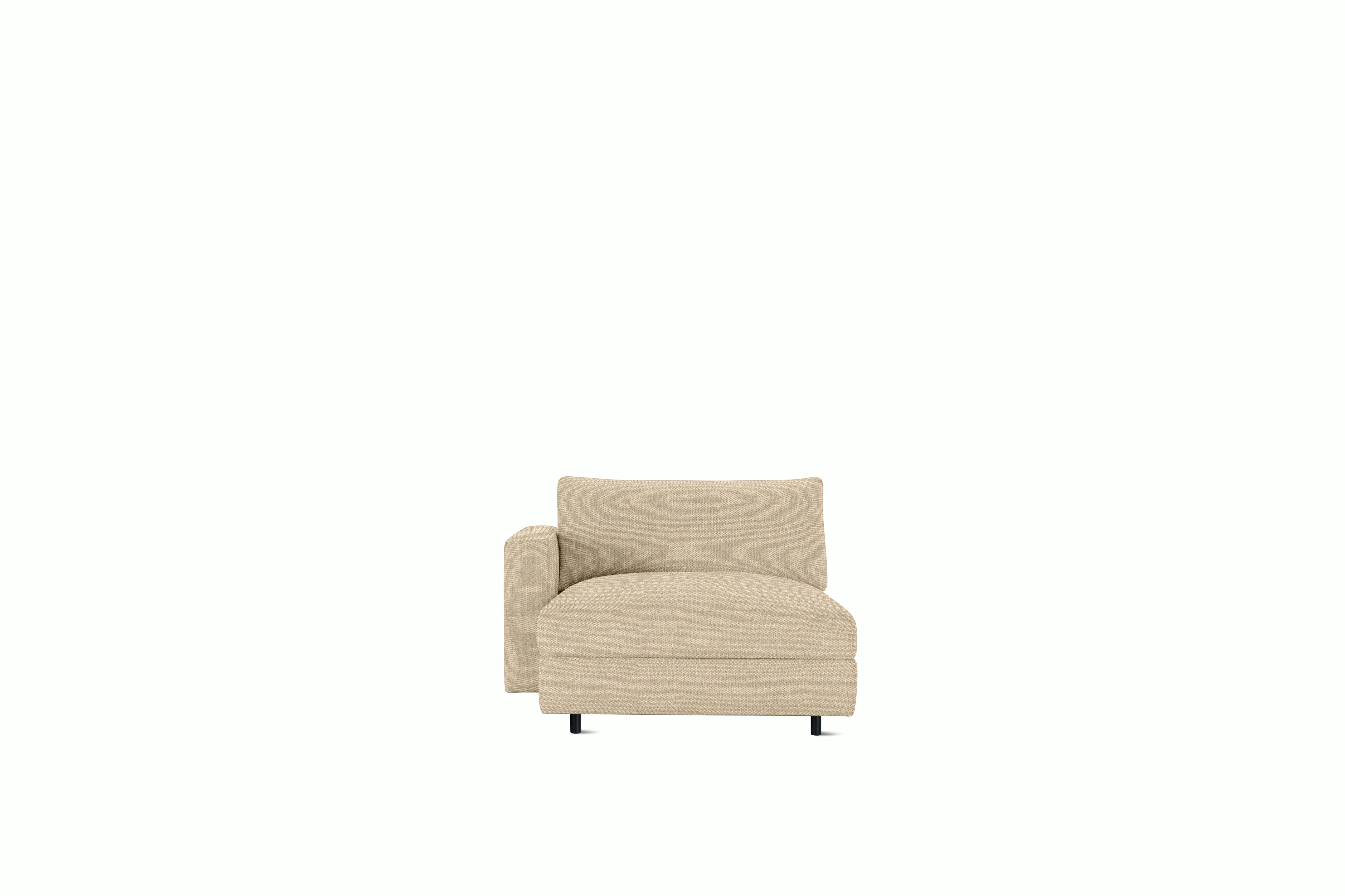 Reid Storage Chaise - Left,  Album Linen,  Straw with tubular leg