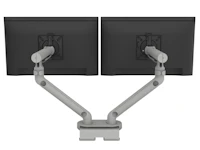 Flo Dual monitor arm silver, viewed from the back