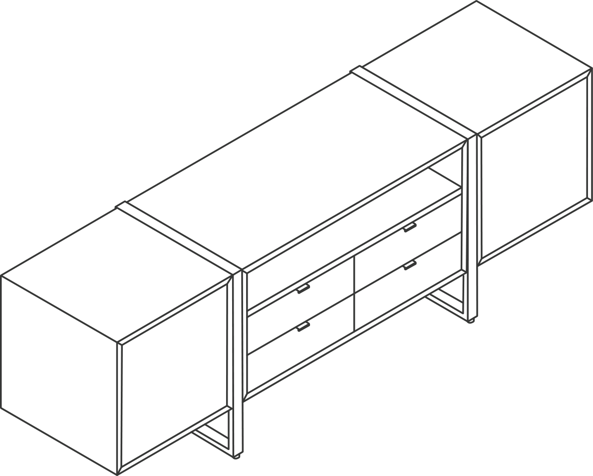 A line drawing - Highline Credenza | 3 High