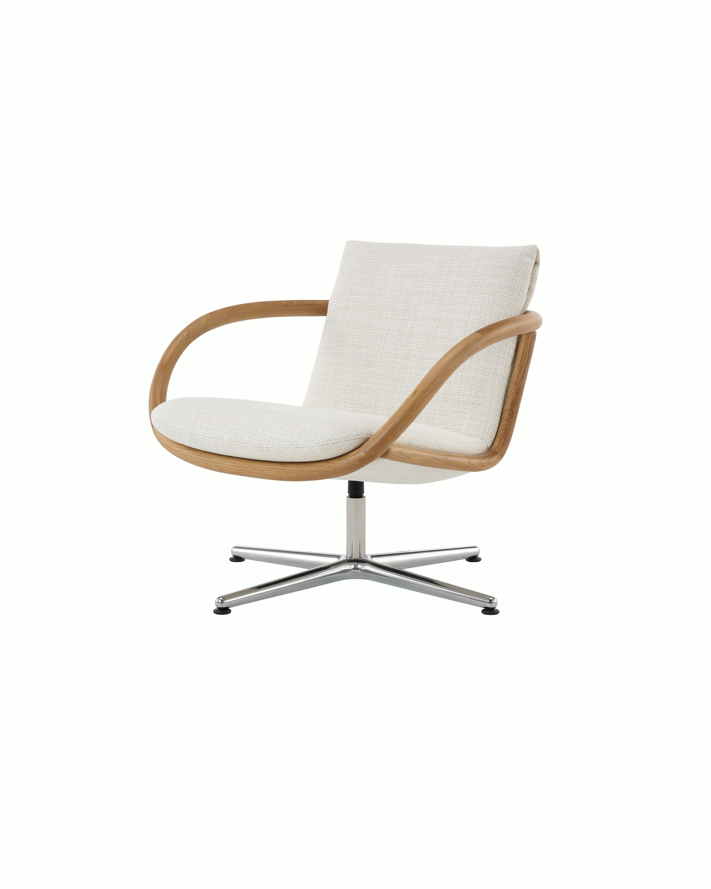 Full Loop Lounge Chair in Oak and Capri white sweep image.