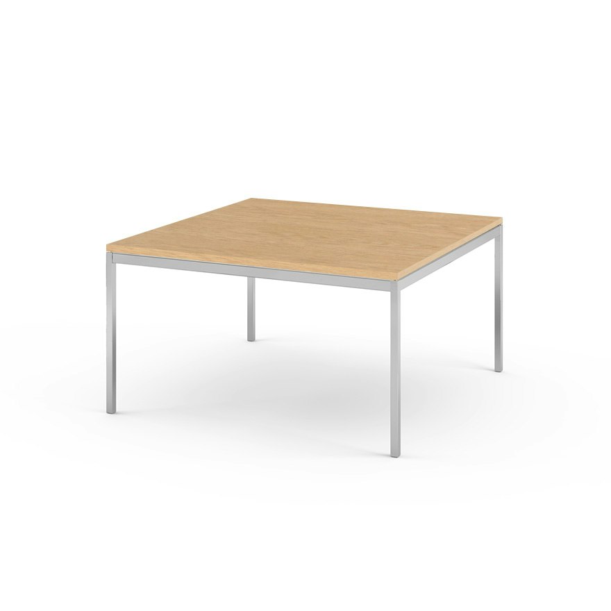 Florence Knoll Square End Table  - 35.5, Light Oak, Polished Chrome