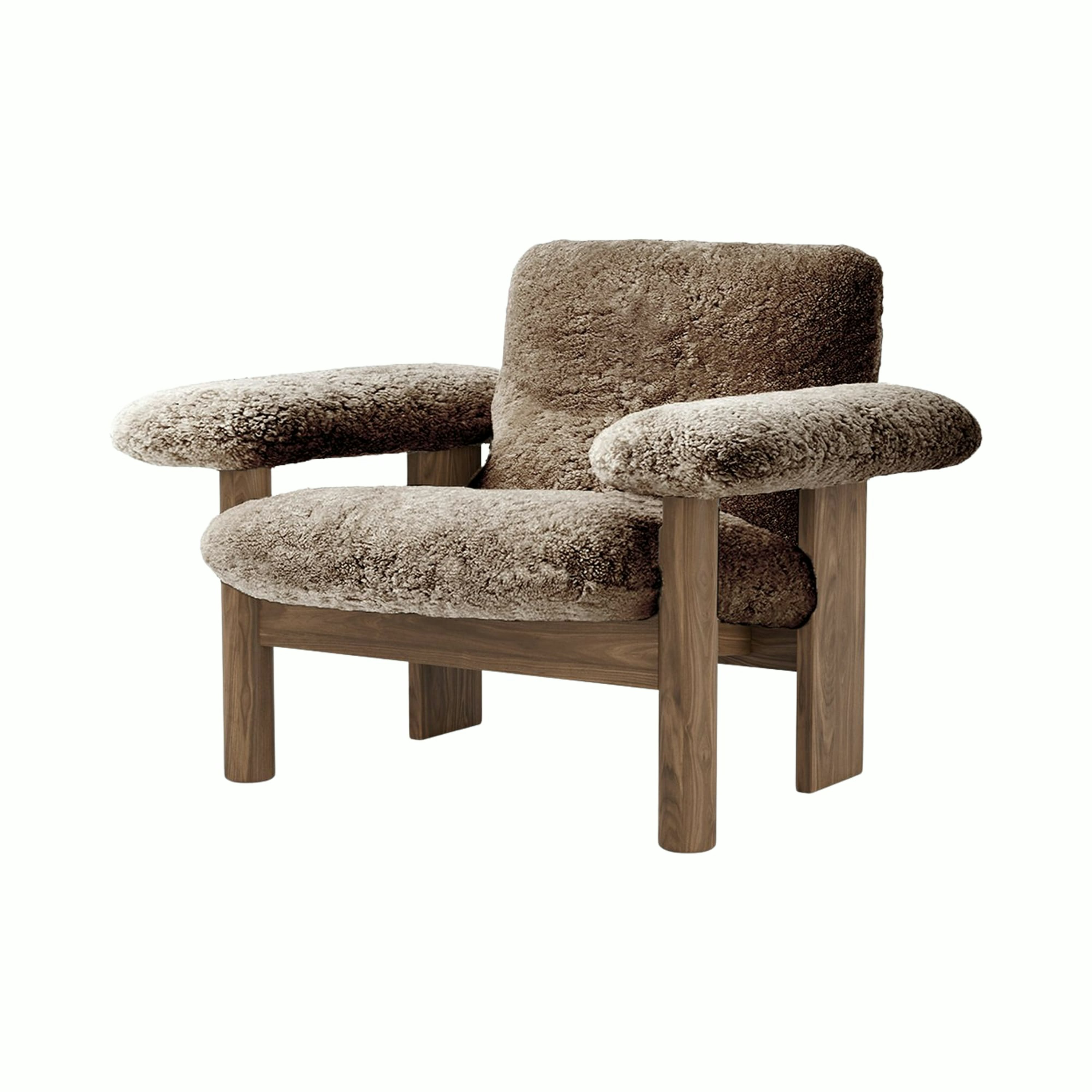 Brasilia Lounge Chair - Low Back, Walnut, Sheepskin Sahara