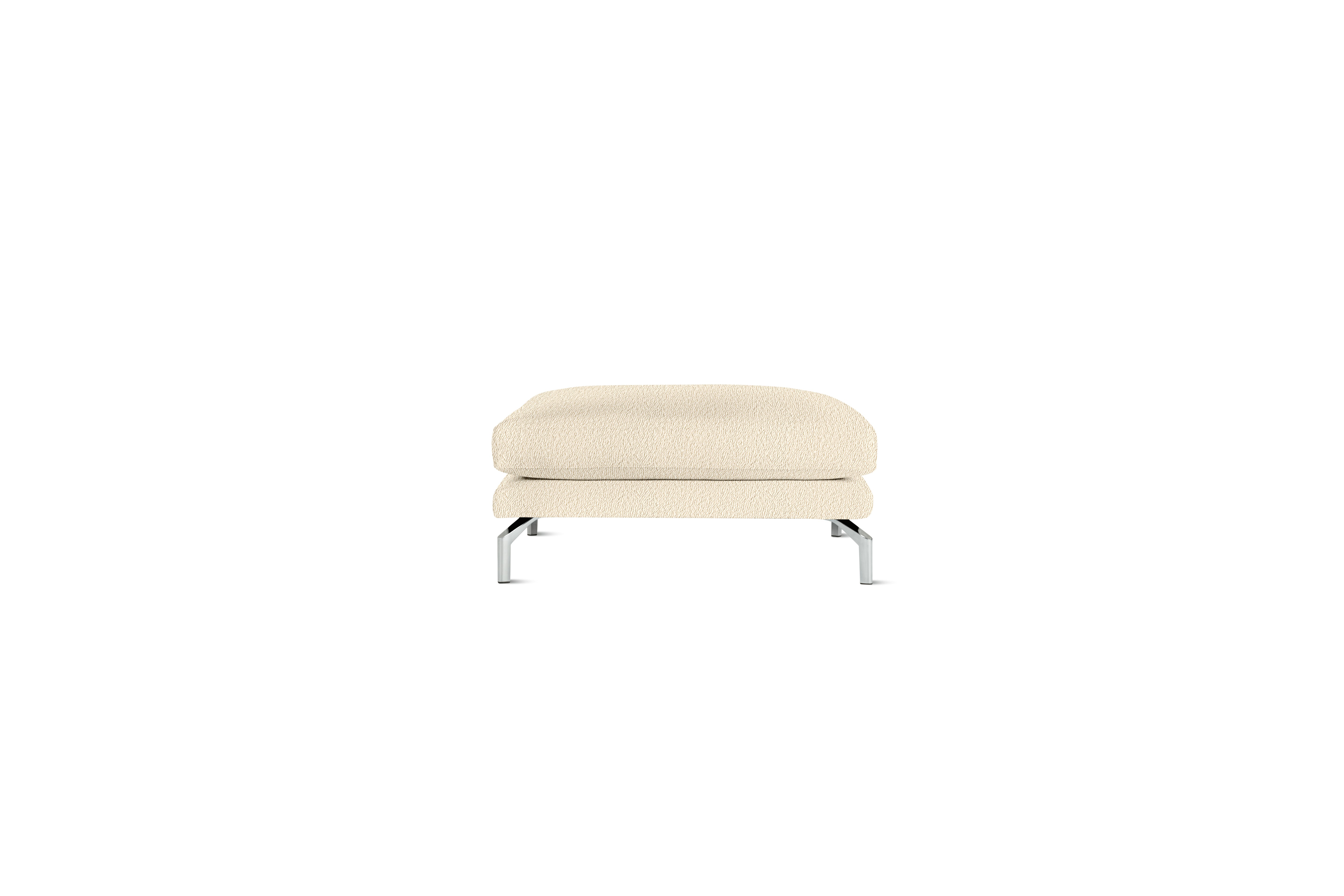 A Como Ottoman in Turf: Cream viewed from the front.
