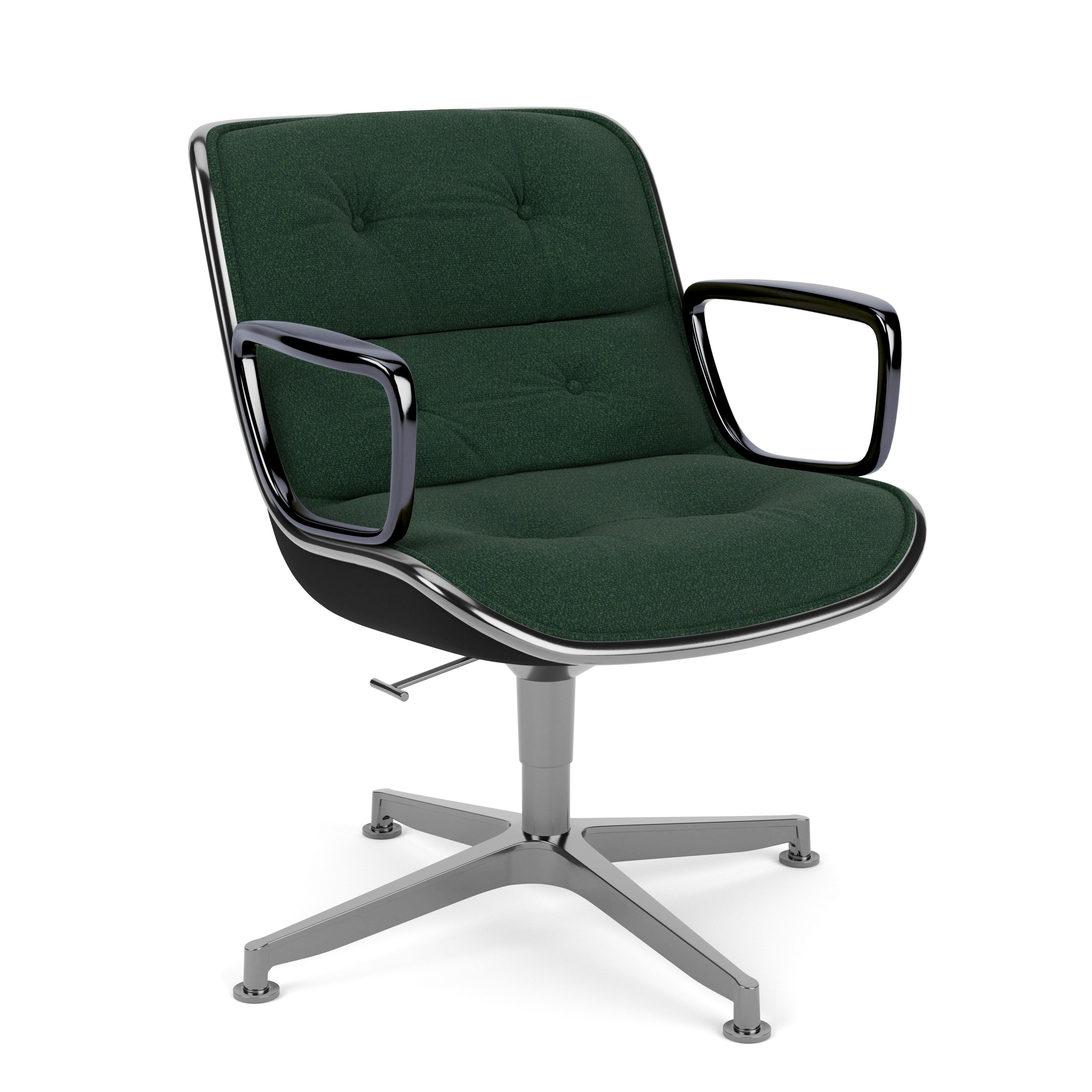 Pollock Executive Armchair - 4 Star, Polished Aluminum, Classic Boucle, Inform