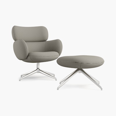 Blis Swivel Chair and Ottoman - Chrome, Oxbow, Shadowbox Blis Swivel Chair and Ottoman - Chrome, Oxbow, Shadowbox