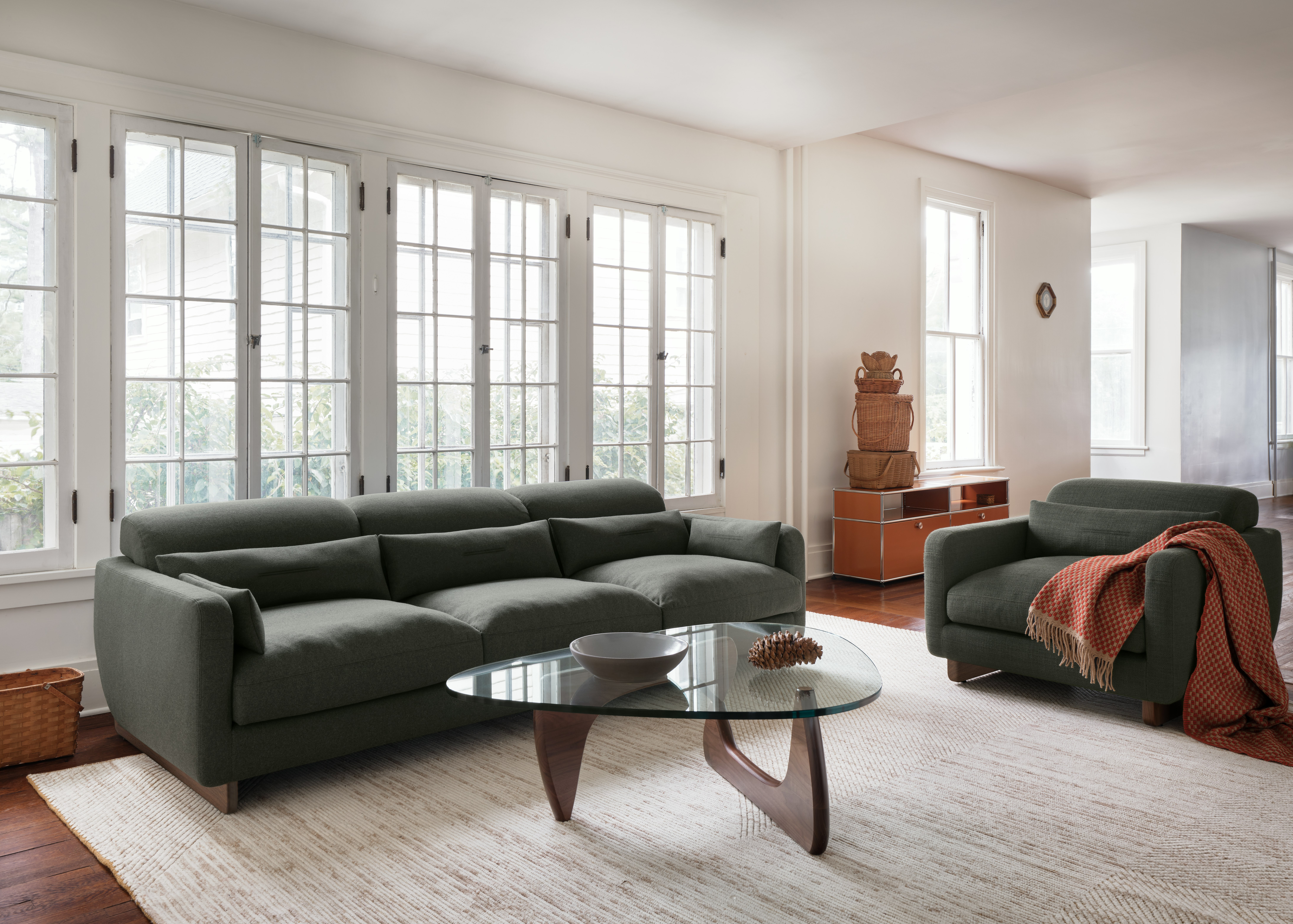 Susan Clark Sofa in Pecora Hunter and Walnut