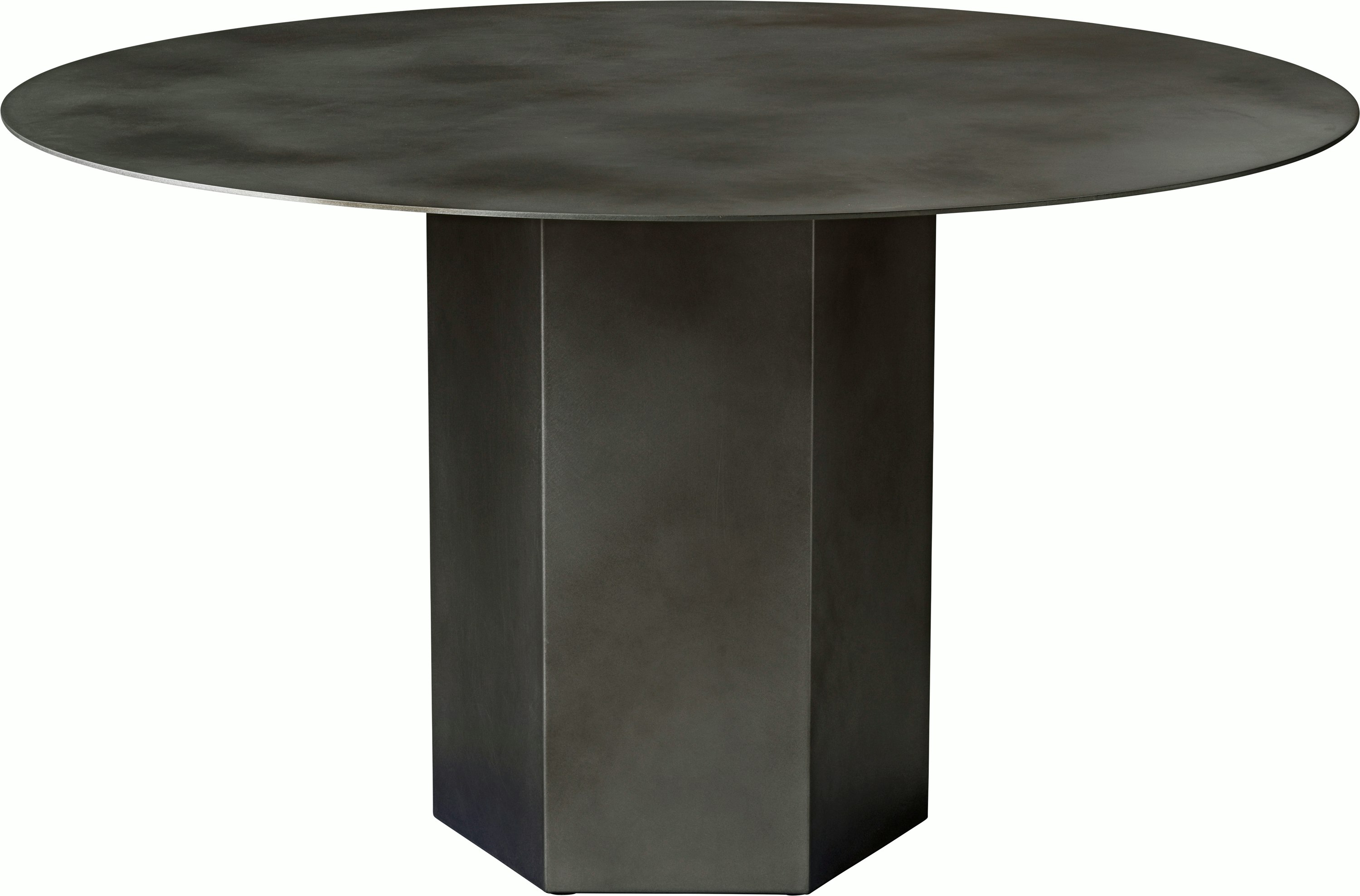 A Epic Dining Table in Steel, Misty Grey viewed from the front.