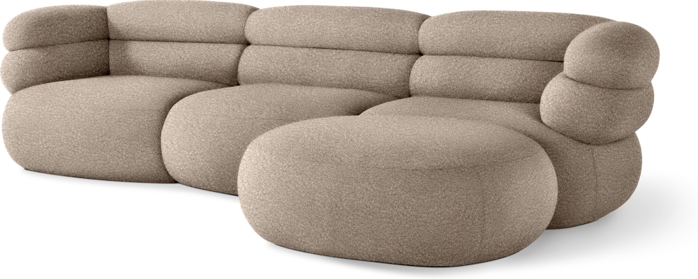 Biboni Sectional - Sectional Chaise, Left Sitting, Solid Sublime, Greige