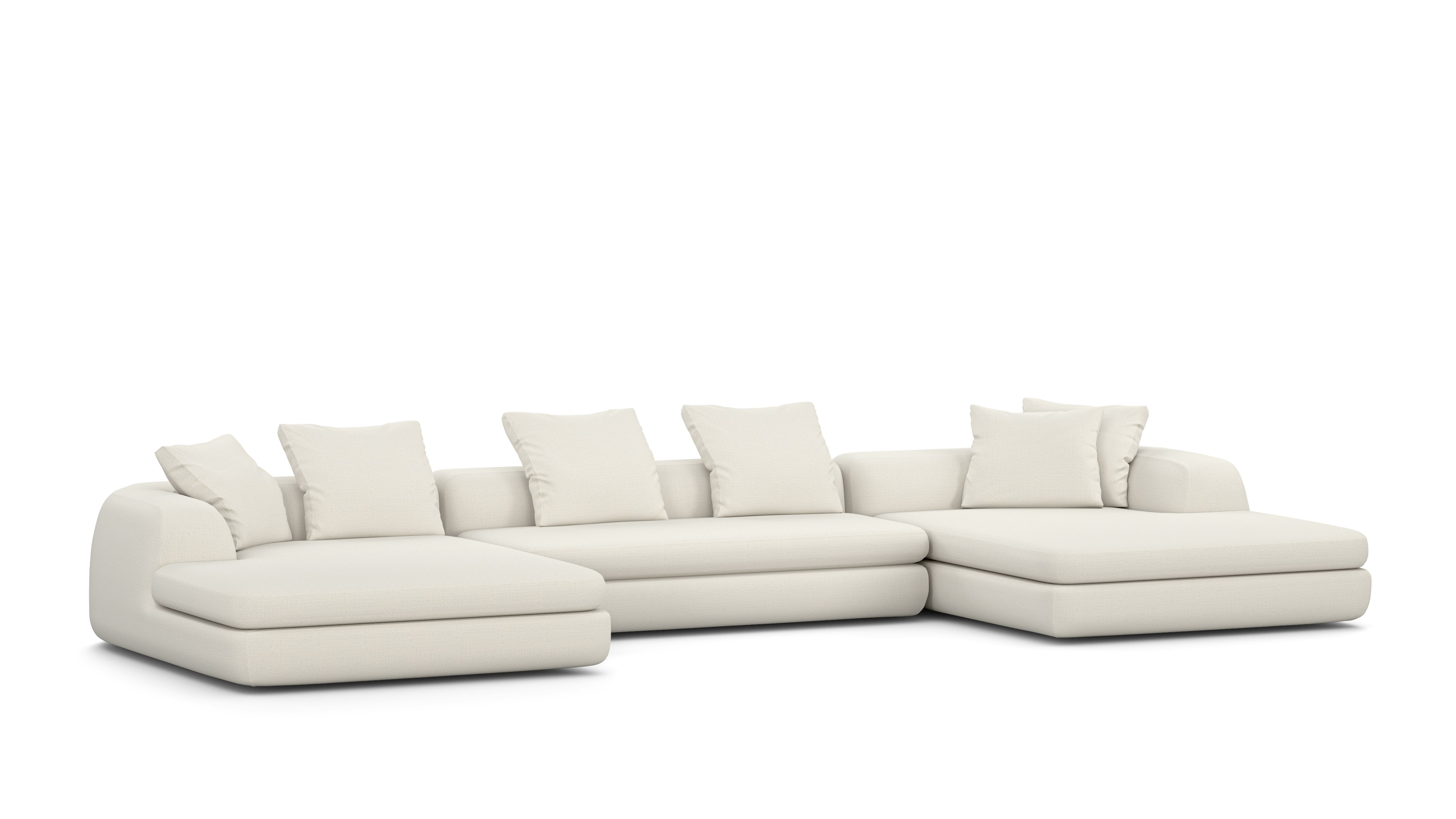 A Atlason Americano Double Wide Chaise Sectional in Ecru viewed from the front.