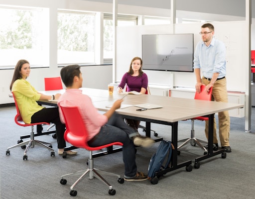 Gigi chairs Pixel T leg table marc krusin 