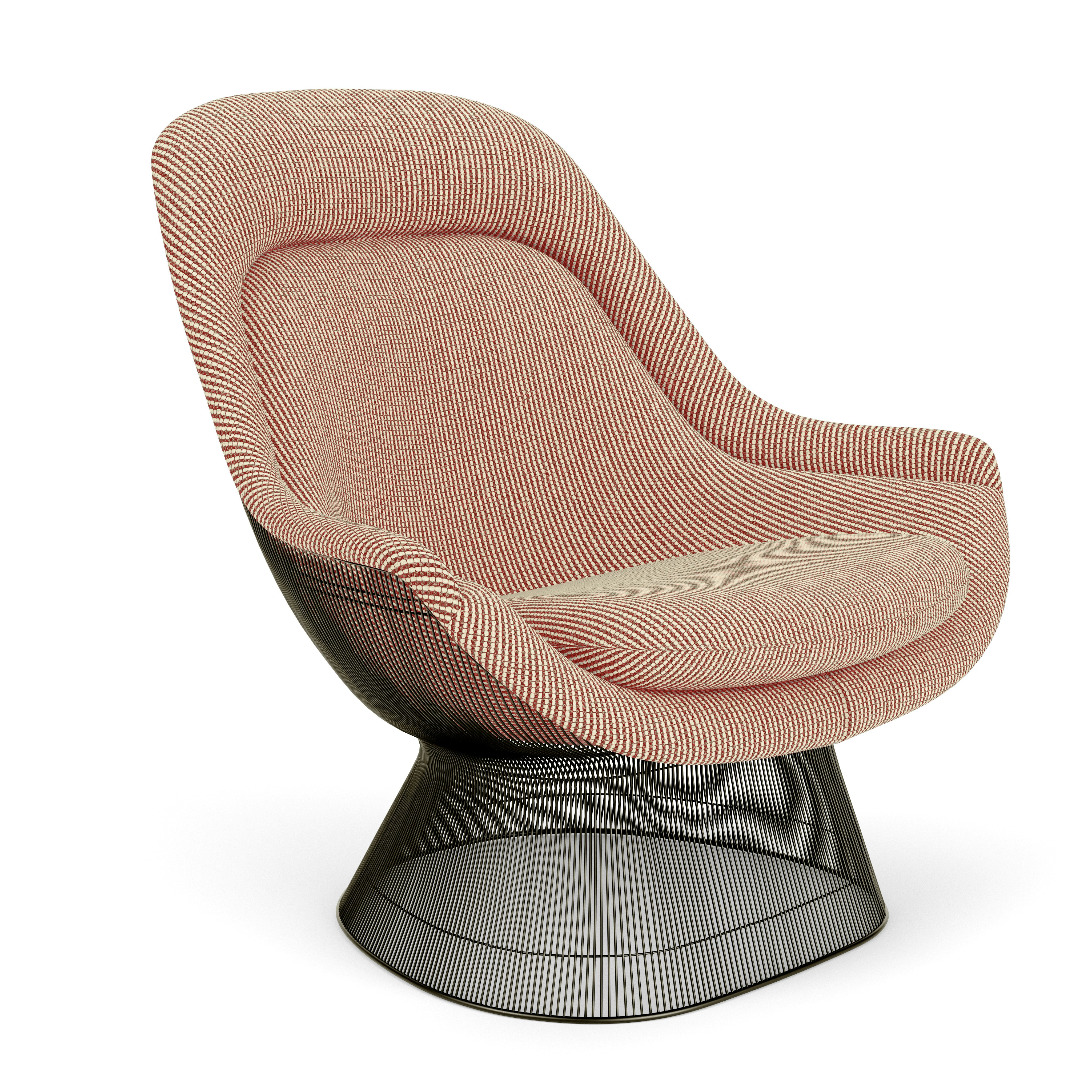 A Platner Easy Chair in Peony Metallic Bronze viewed from an angle.