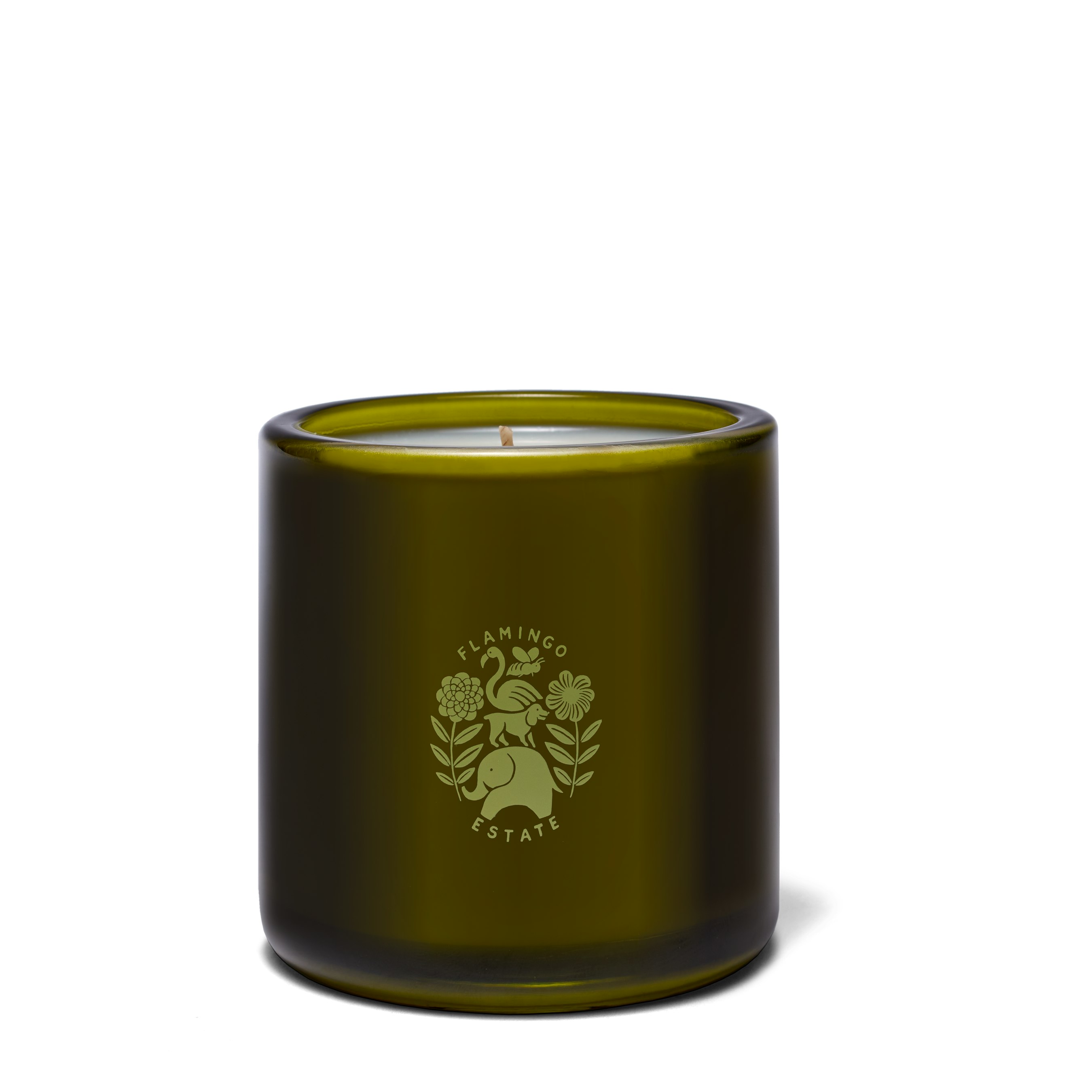 A Flamingo Estate 8oz Scented Candle in goddess a viewed from front.
