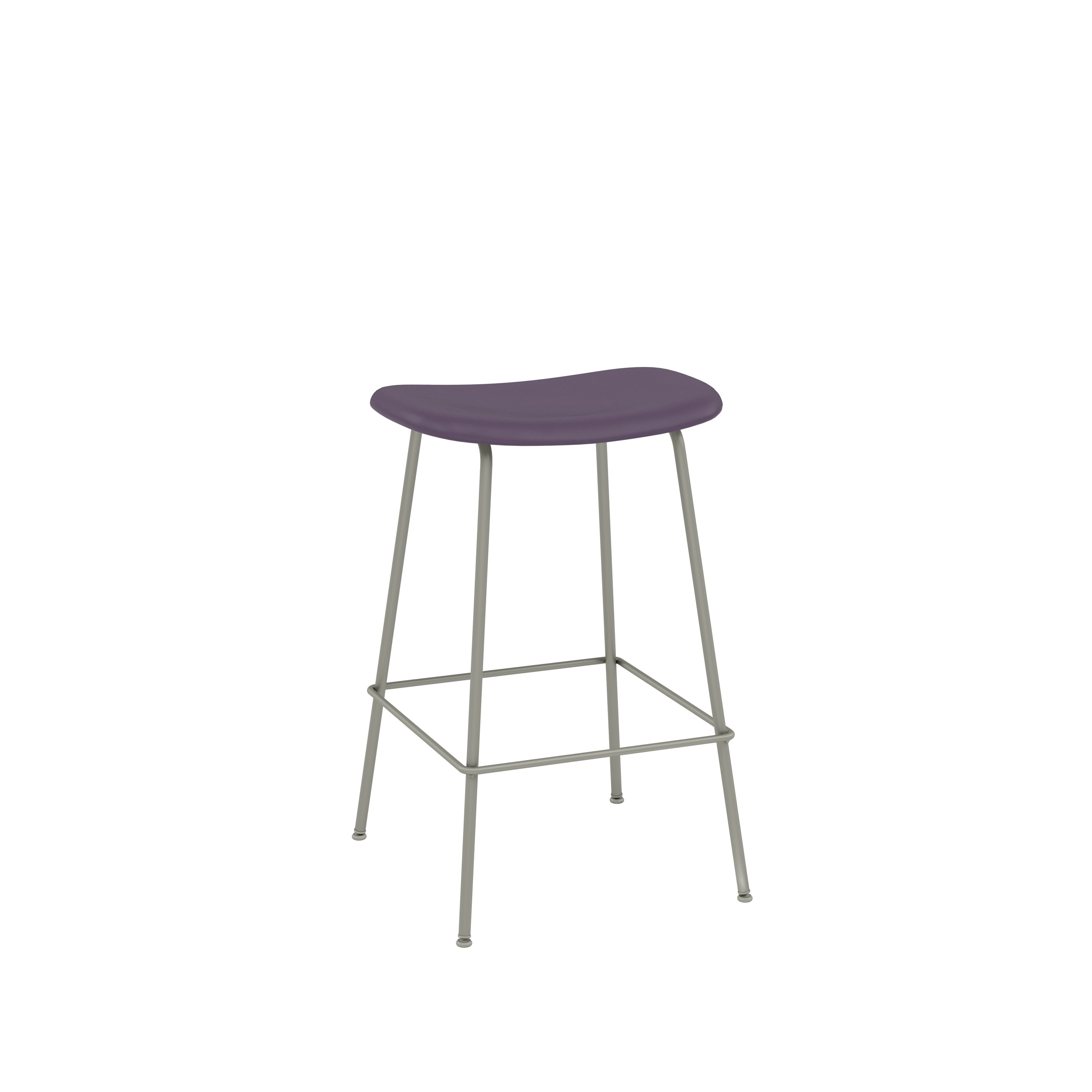 Fiber Backless Counter Stool - Tube, Refine Leather, Purple, Grey
