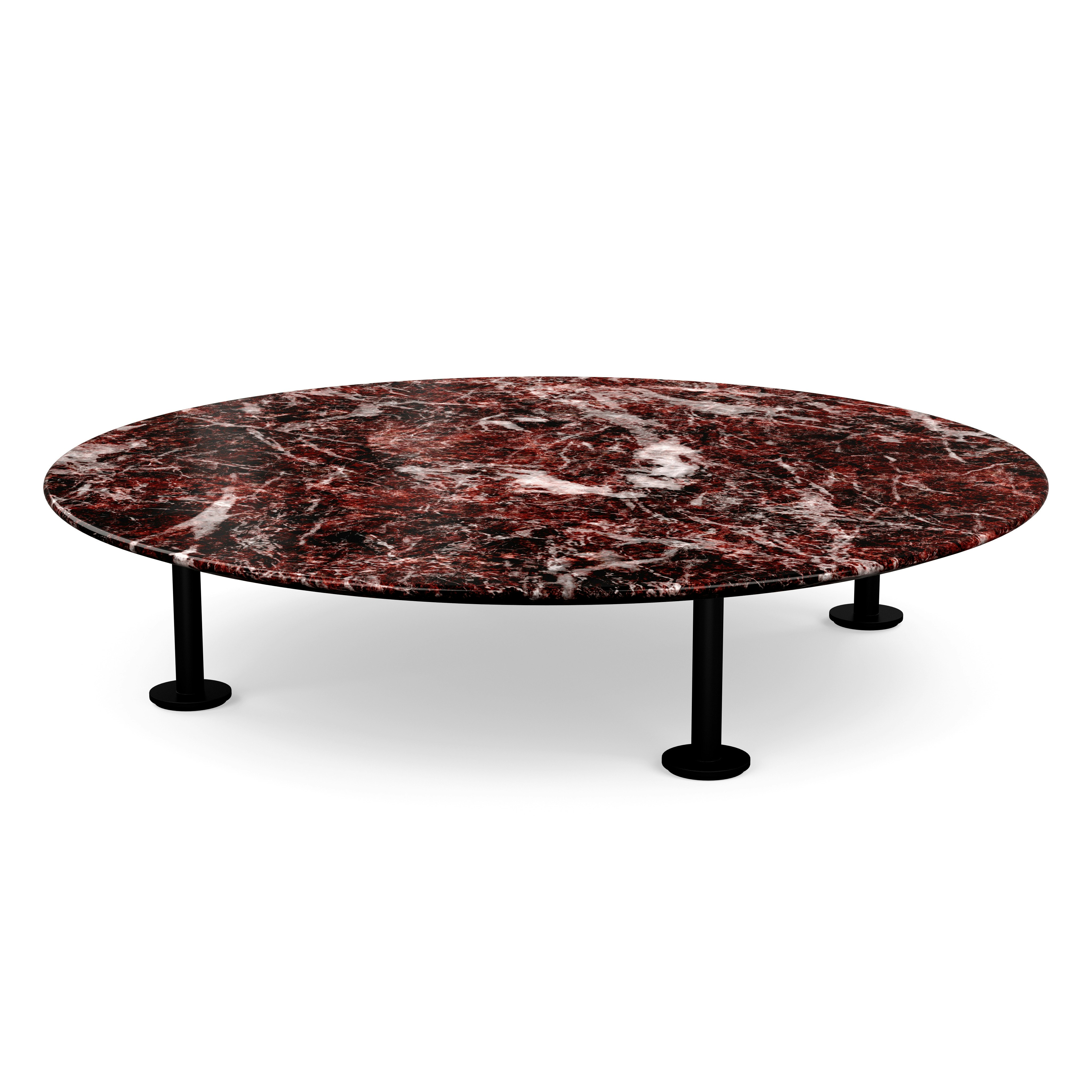 Grasshopper Coffee Table - Marble, Polished Rosso Rubino, Black
