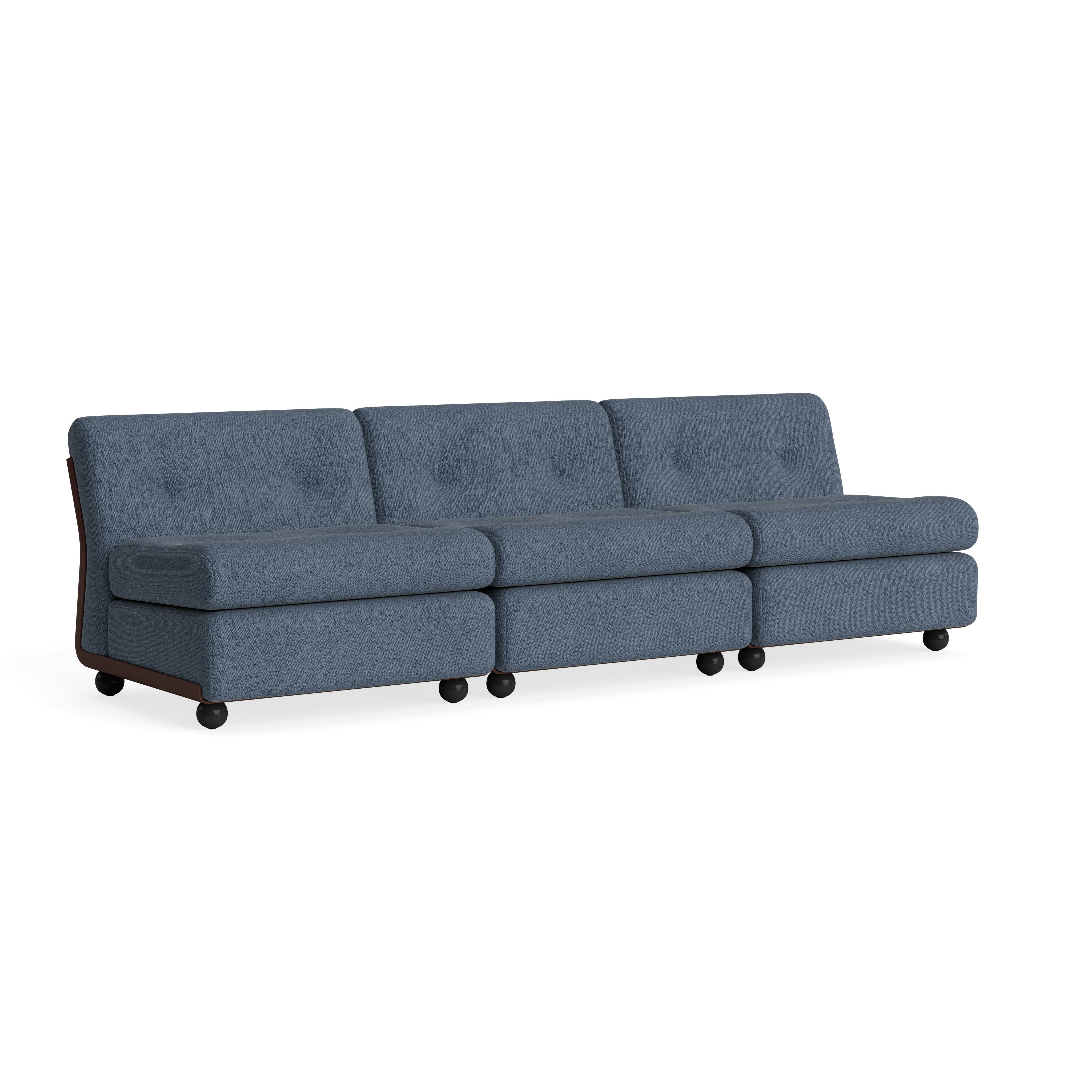 Amanta Sofa - Three Seater, Turf, Blue Grey, Burgundy Red