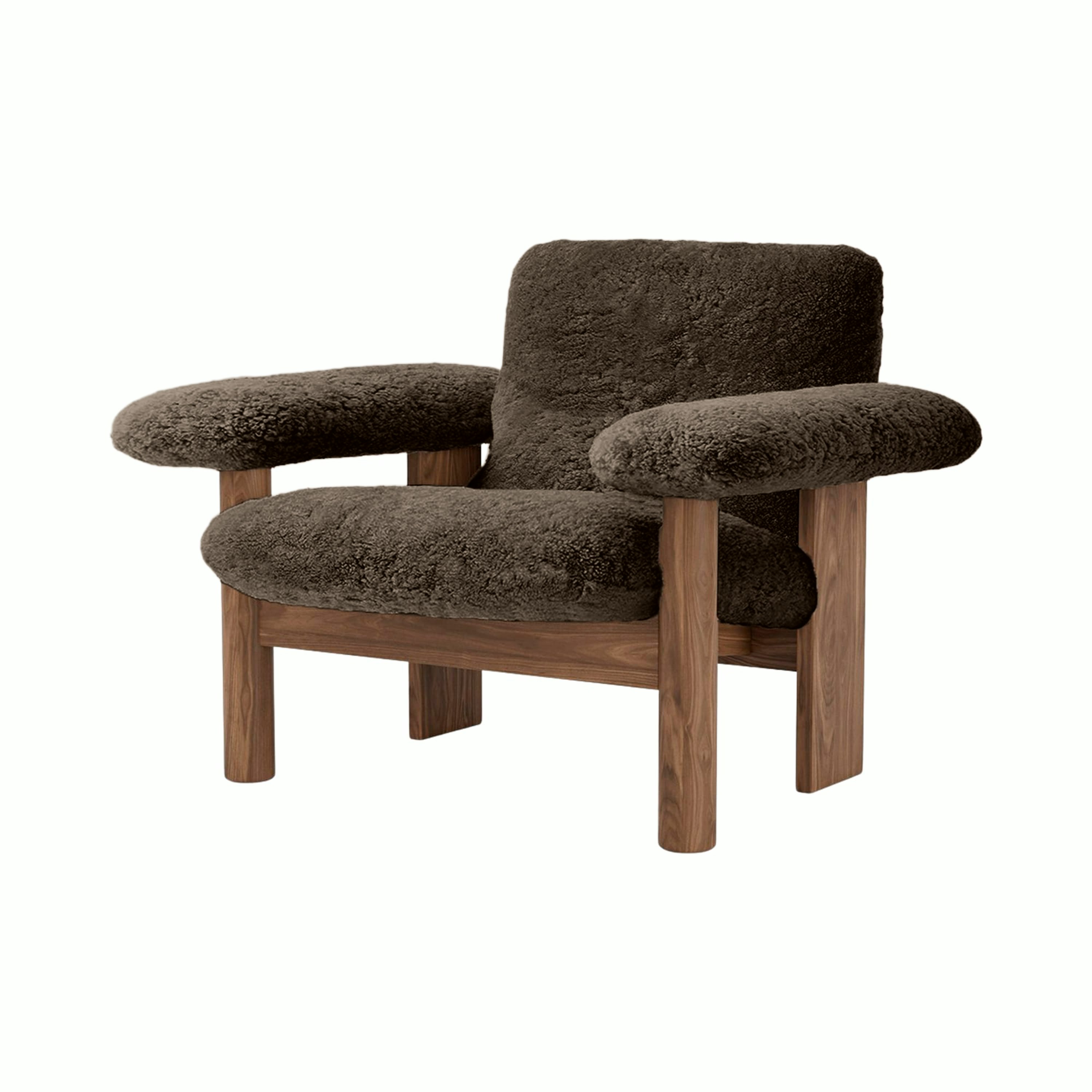 Brasilia Lounge Chair - Low Back, Walnut, Sheepskin, Root