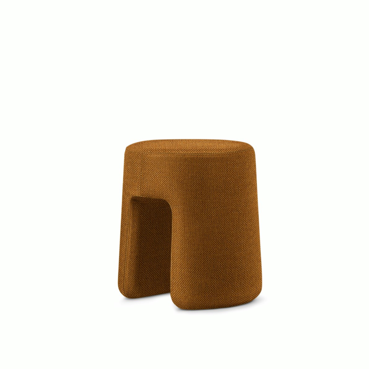 A Sequoia Pouf in nutmeg viewed from the front.