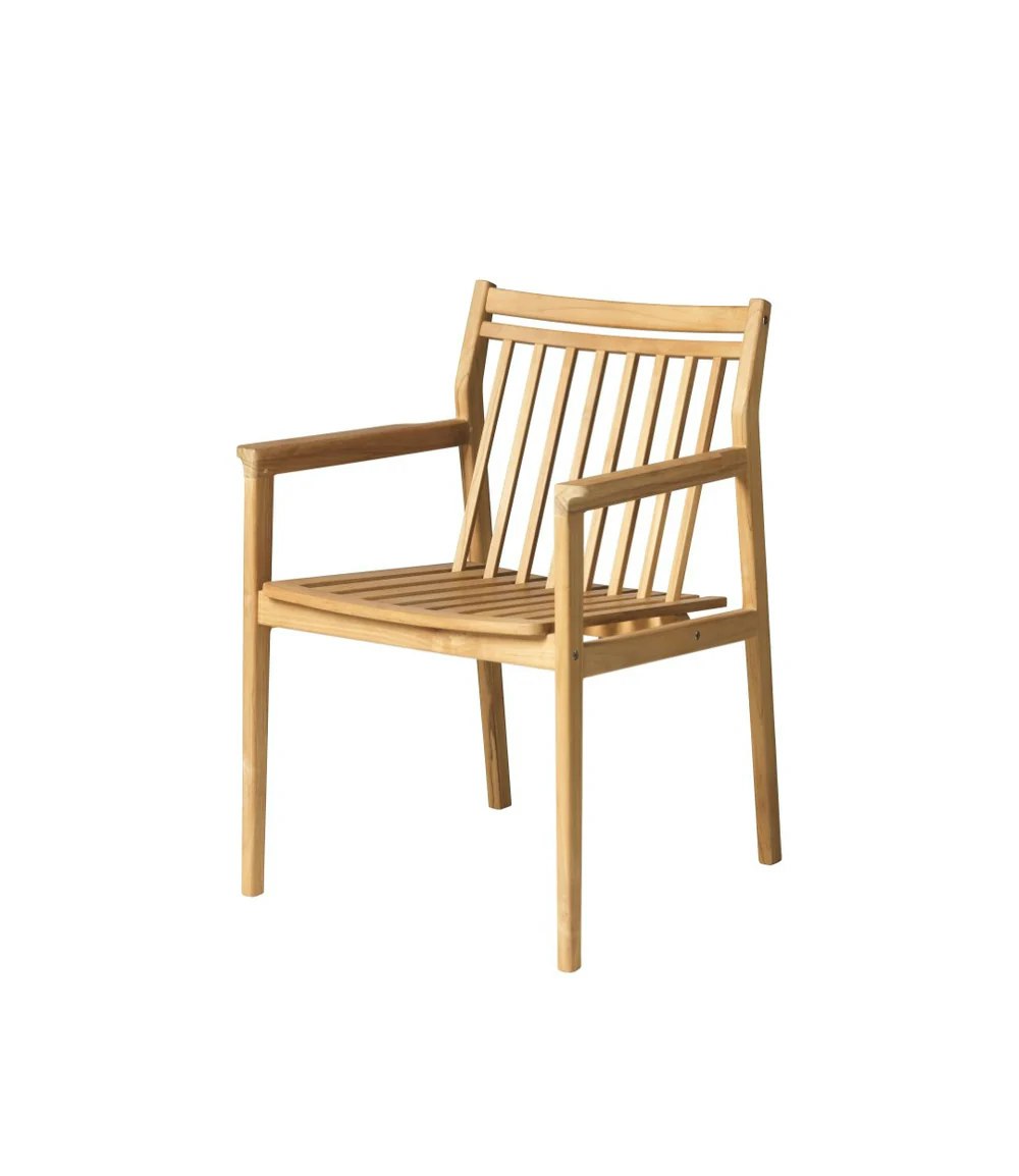 Sammen Outdoor Dining Chair in Natural Teak viewed at an angle